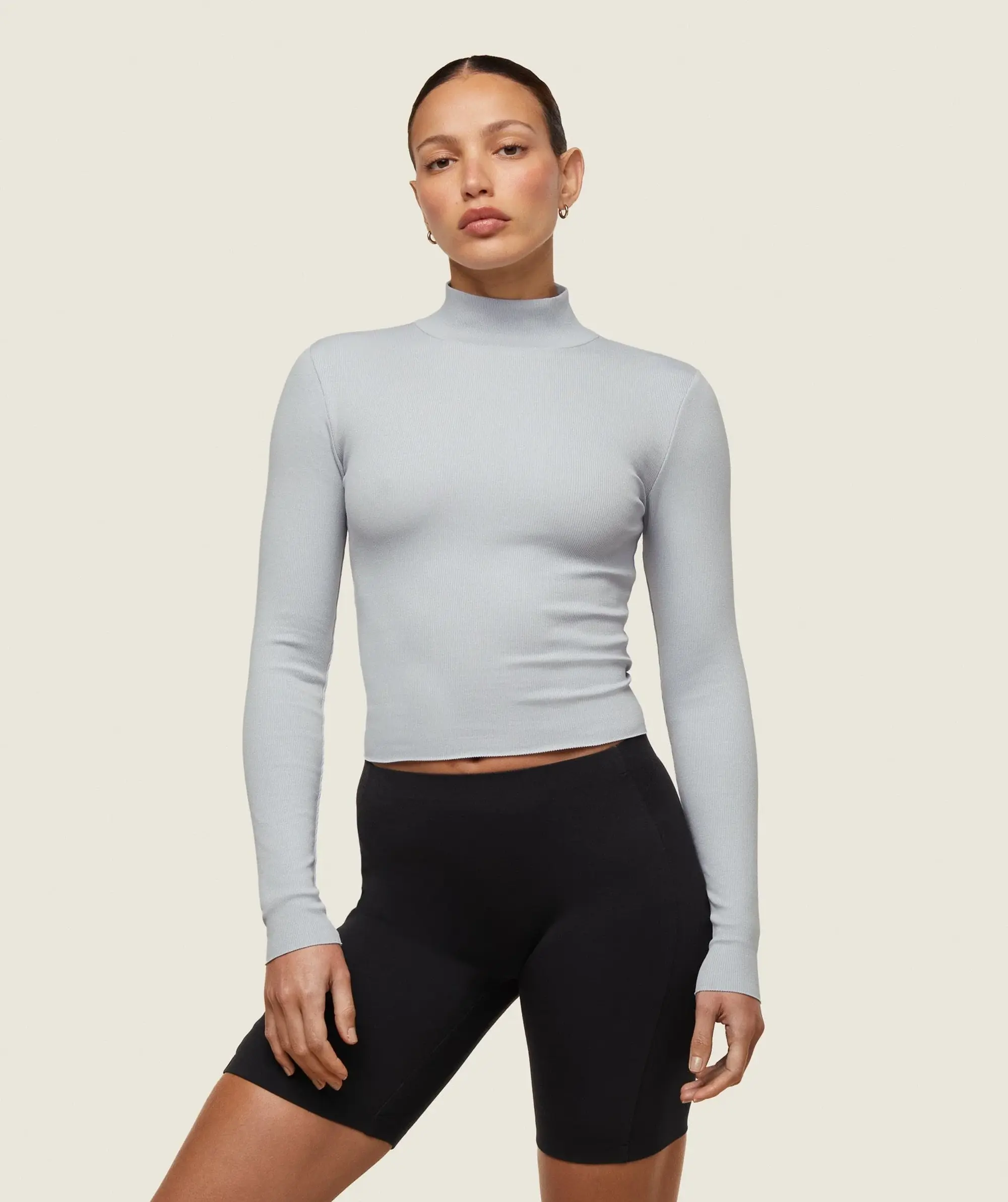 Gymshark everywear Long Sleeve Ribbed Turtle Neck - Ice Grey