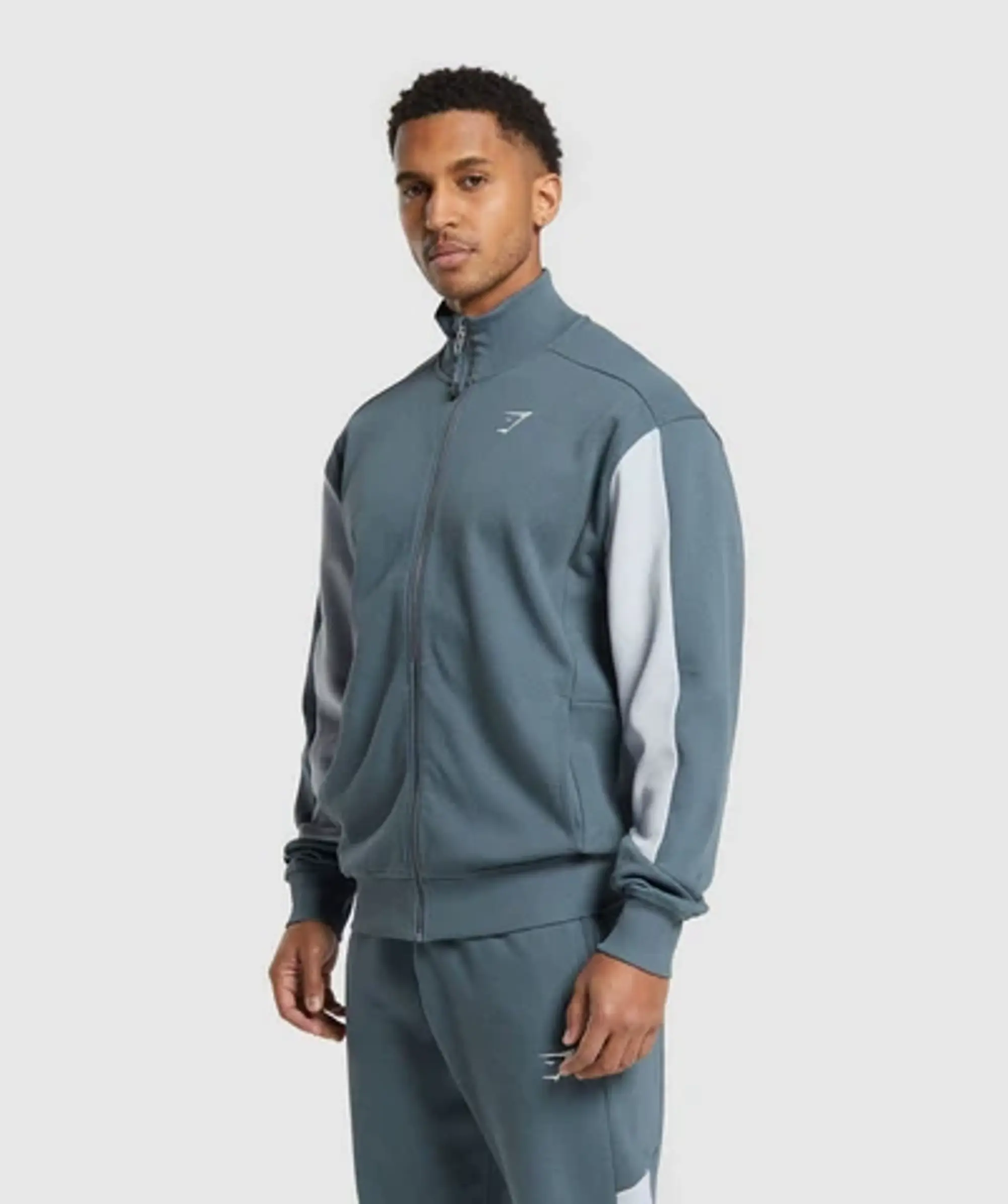 Gymshark Pique Track Jacket - Titanium Blue/Fresh Blue