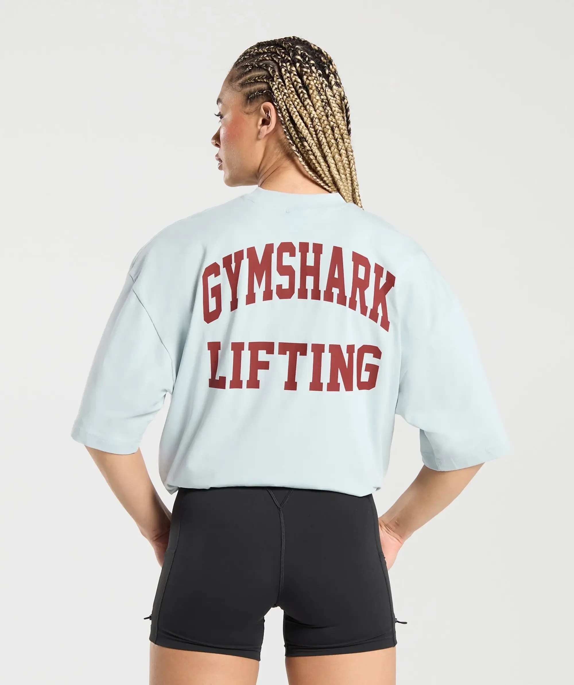 Gymshark Lifting Graphic Oversized Baggy T- Shirt - Fresh Blue