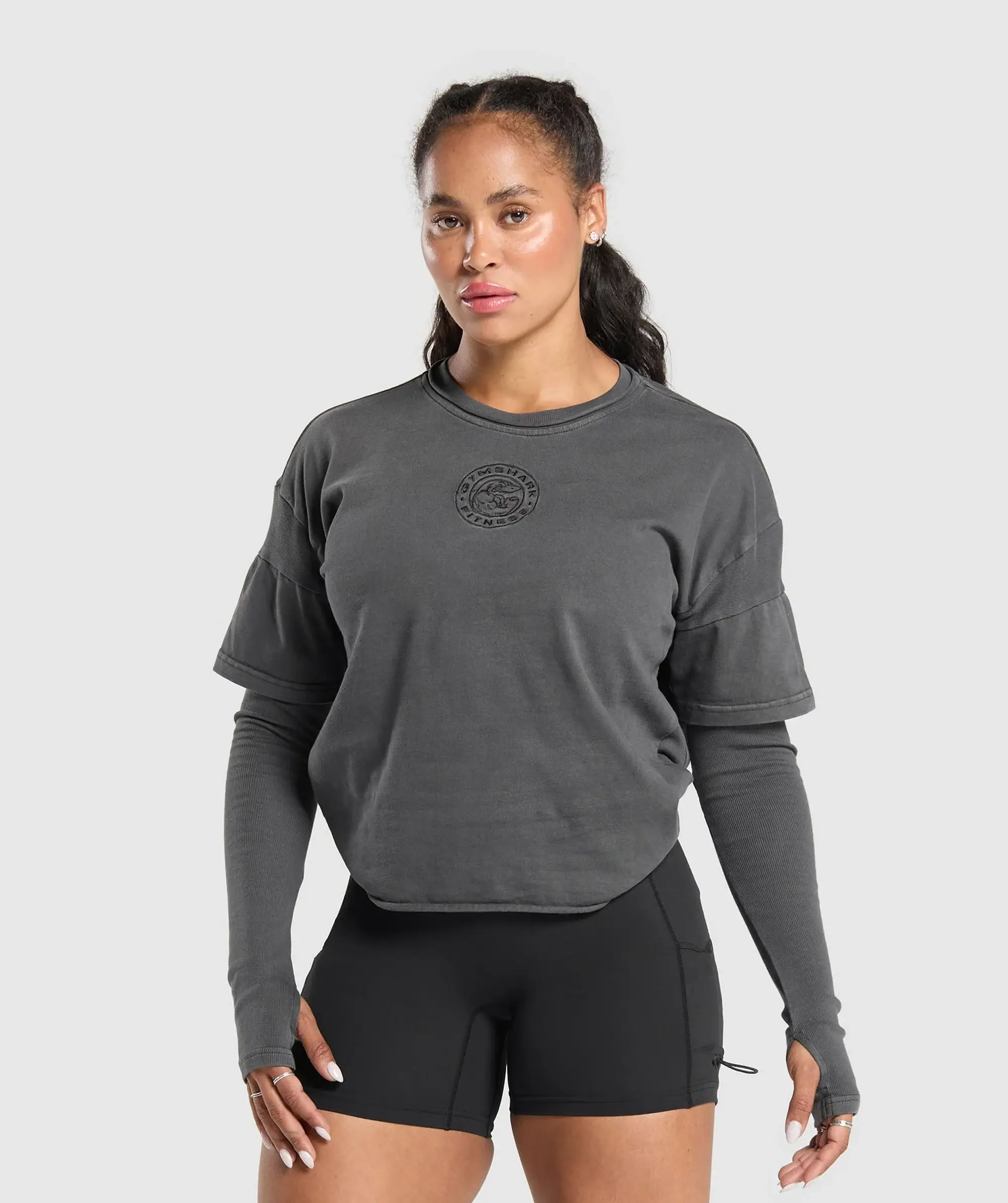 Gymshark Premium Legacy Washed 2-in-1 Long Sleeve - Black