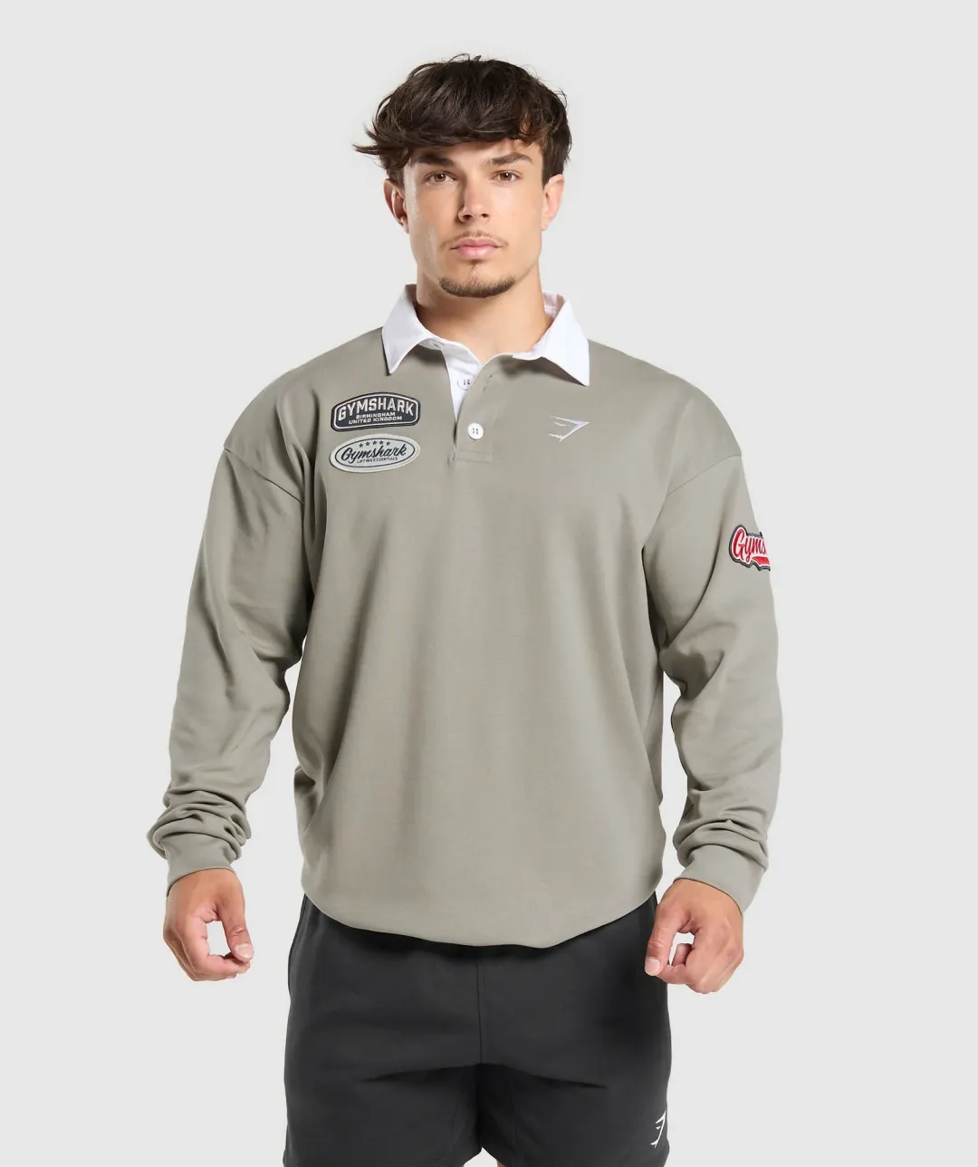Gymshark Rugby Shirt - Linen Brown/White | 5063168953712 | FOOTY.COM
