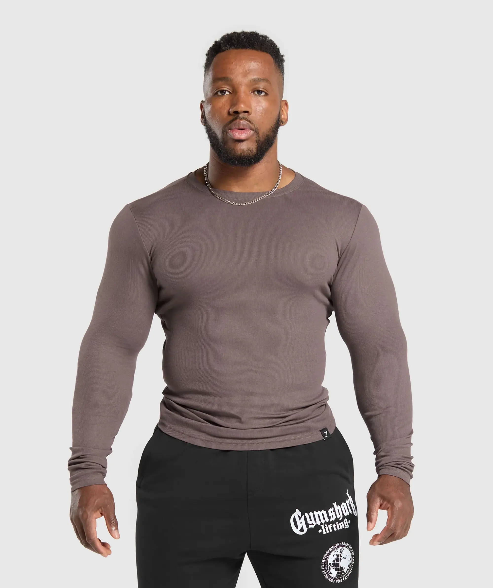 Gymshark Ribbed Long Sleeve T-Shirt - Steel Purple