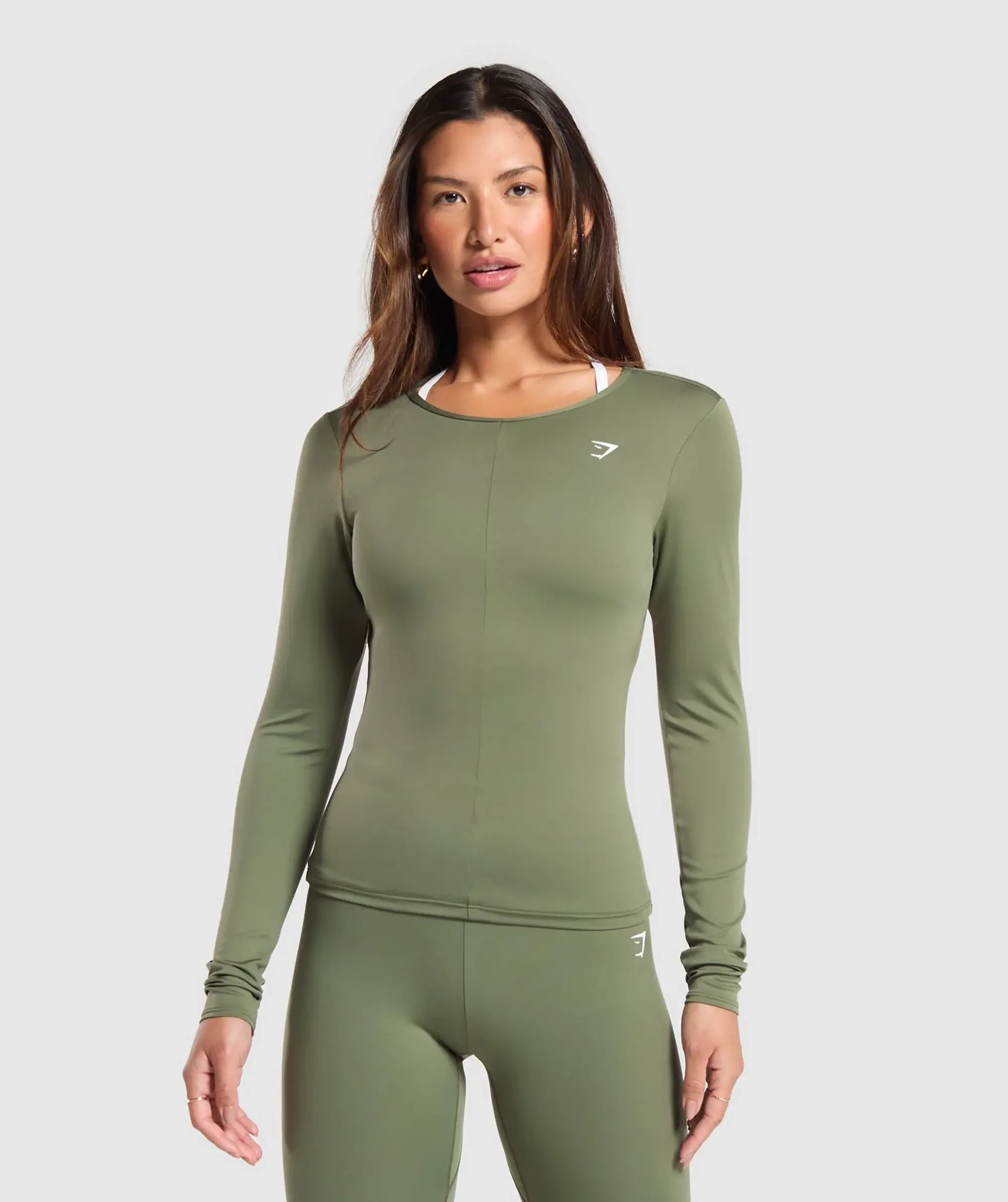 Gymshark Everyday Open Back Long Sleeve Top - Core Olive