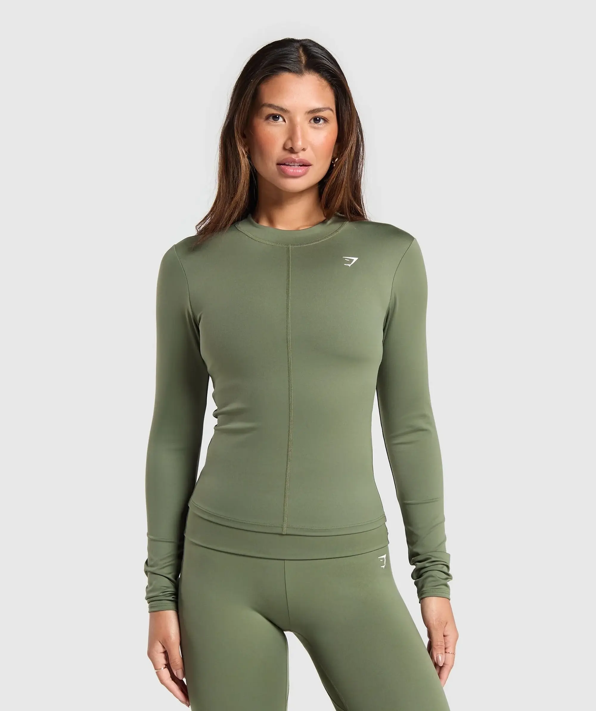 Gymshark Everyday High Neck Long Sleeve Top - Core Olive