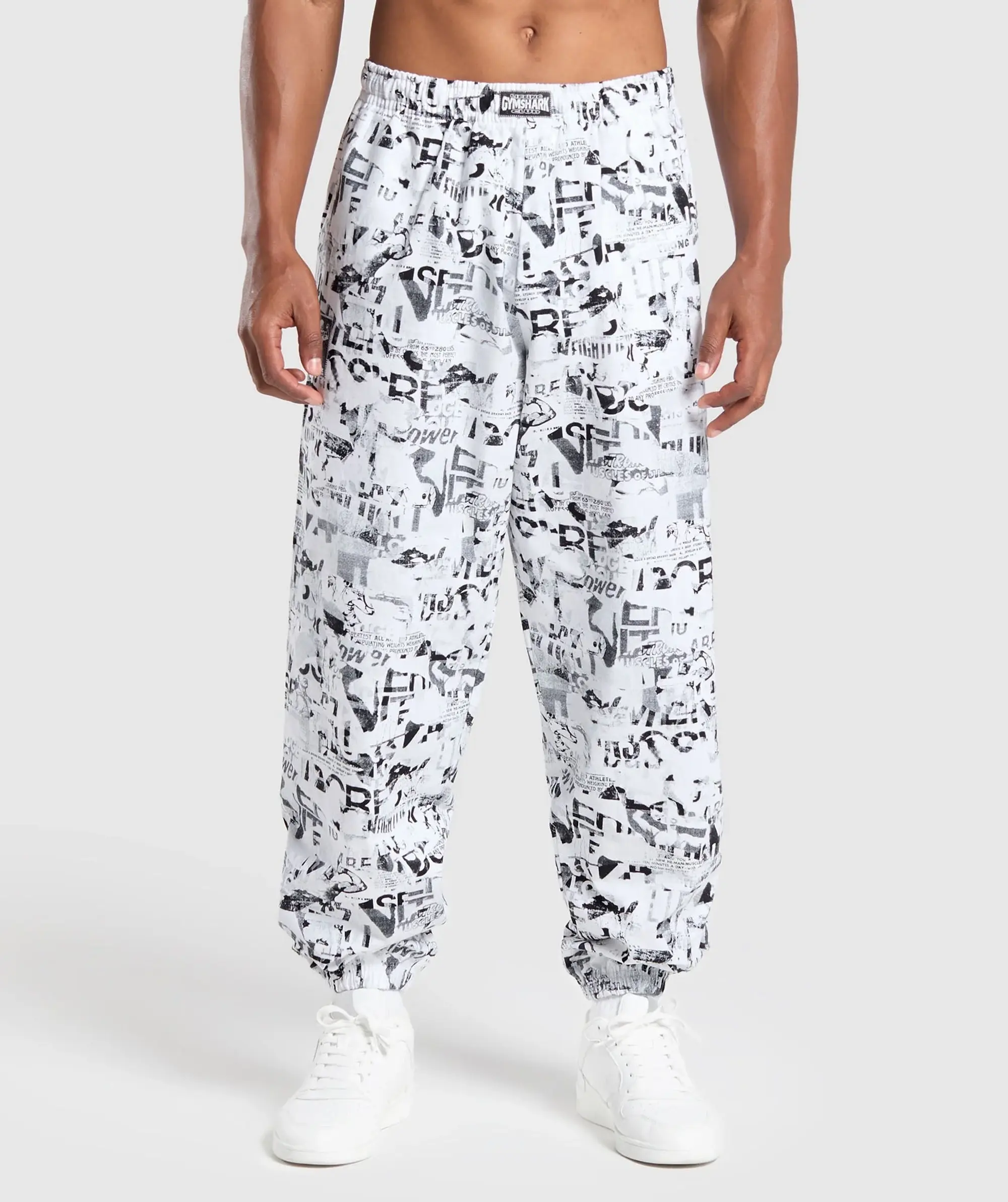 Gymshark Lifting Oversized Printed Woven Pants - White