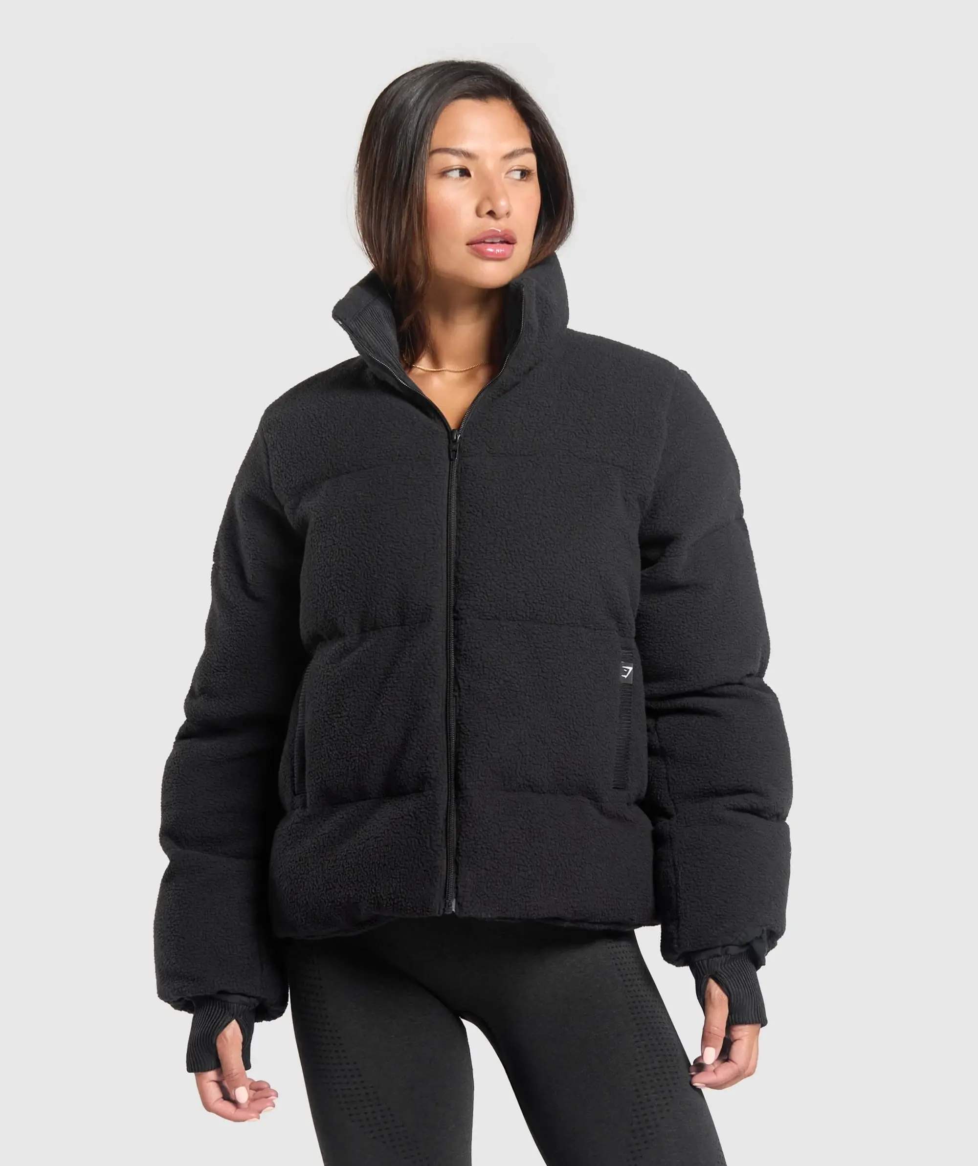 Gymshark Sherpa Puffer Jacket - Black