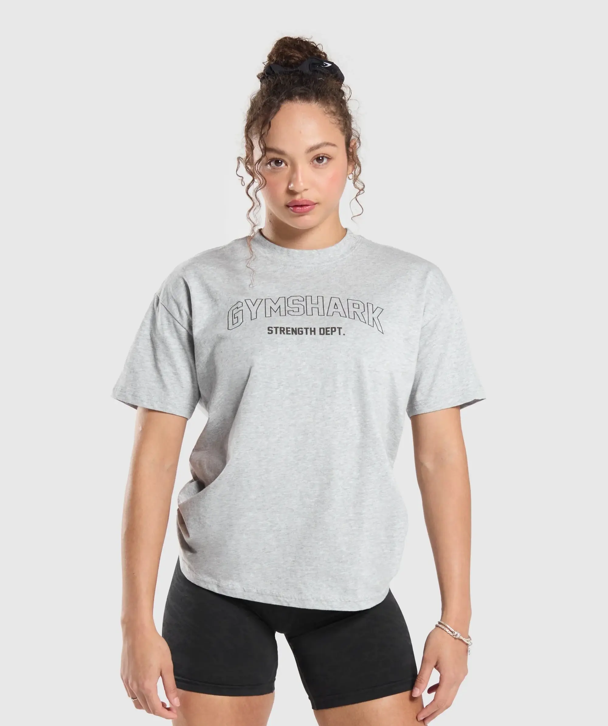 Gymshark Strength Department Oversized T-Shirt - Light Grey Core Marl