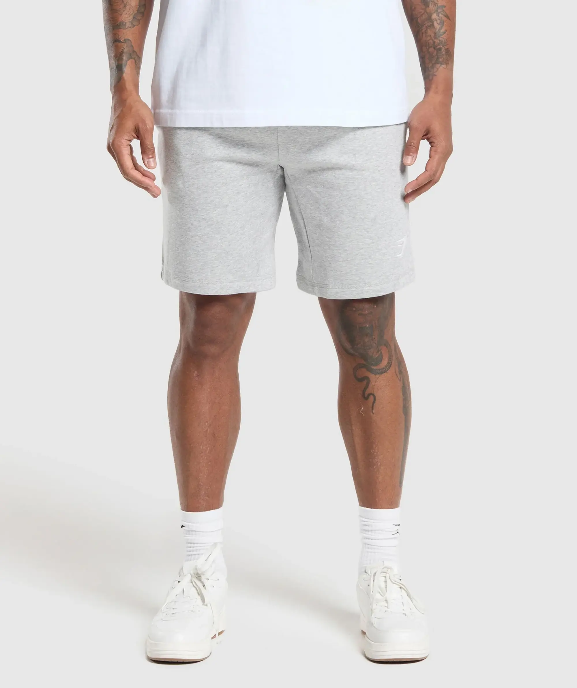 Gymshark Crest 9 Shorts - Light Grey Marl