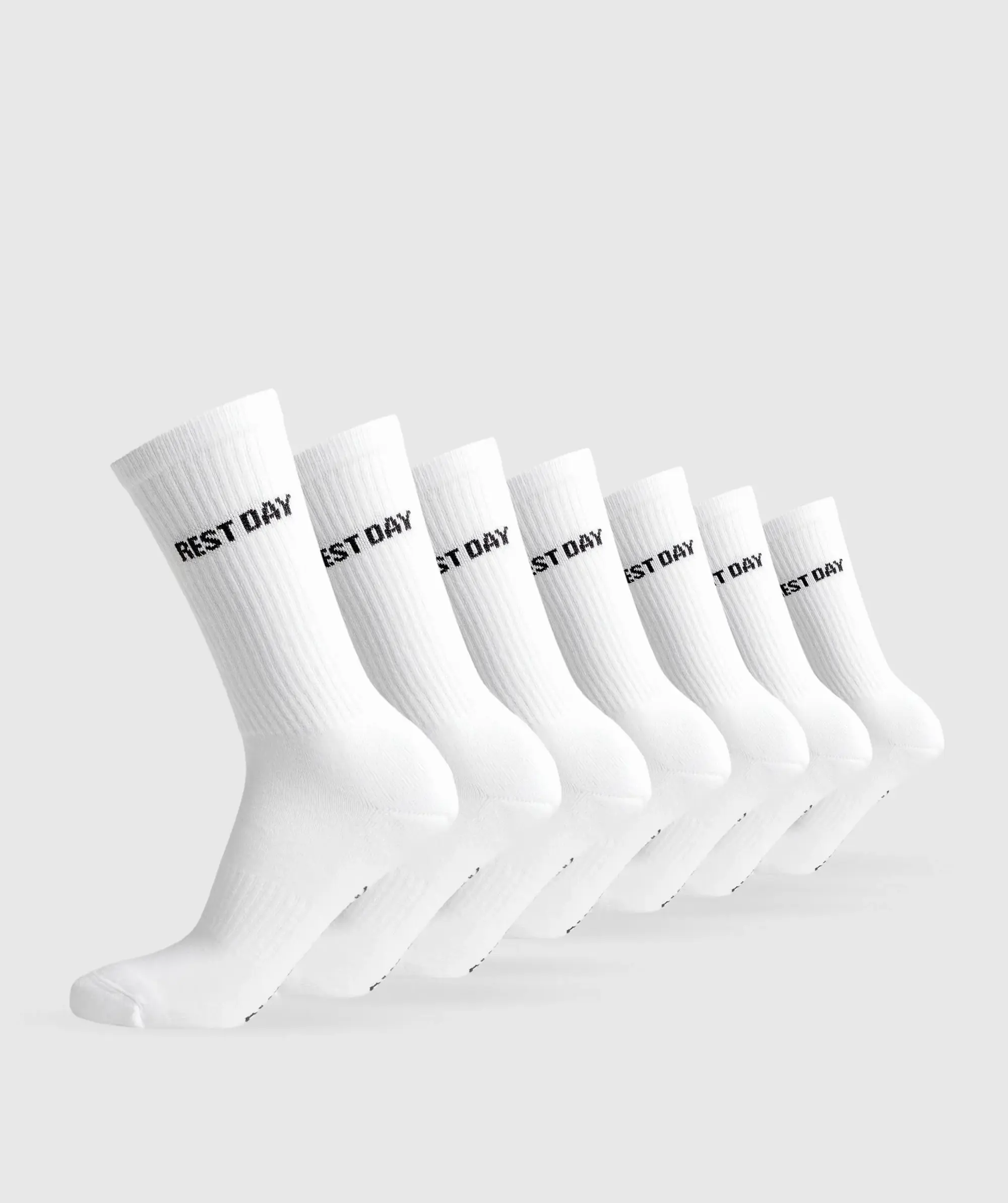 Gymshark Rest Day Graphic Socks 7pk - White