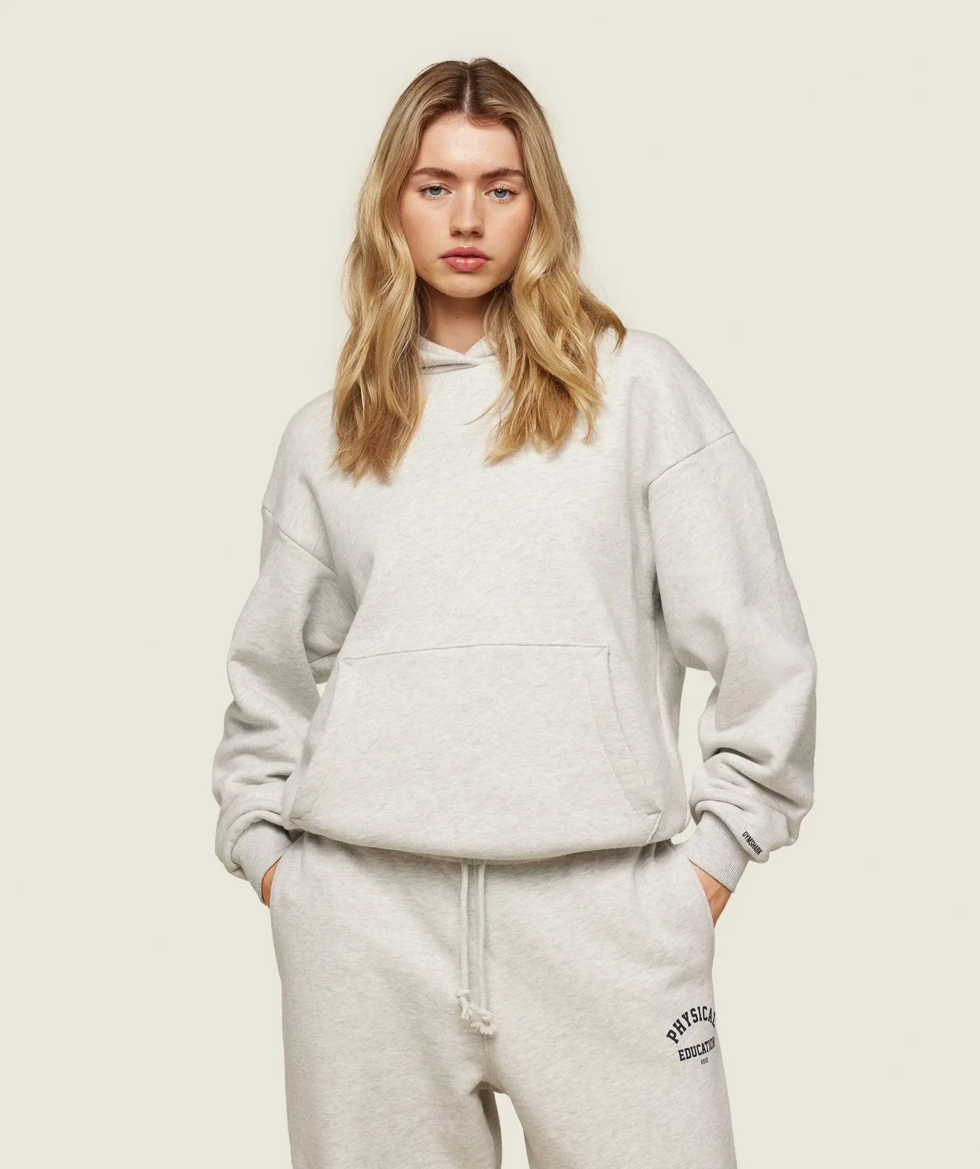 Gymshark Phys Ed Logo Hoodie - Light Grey Marl