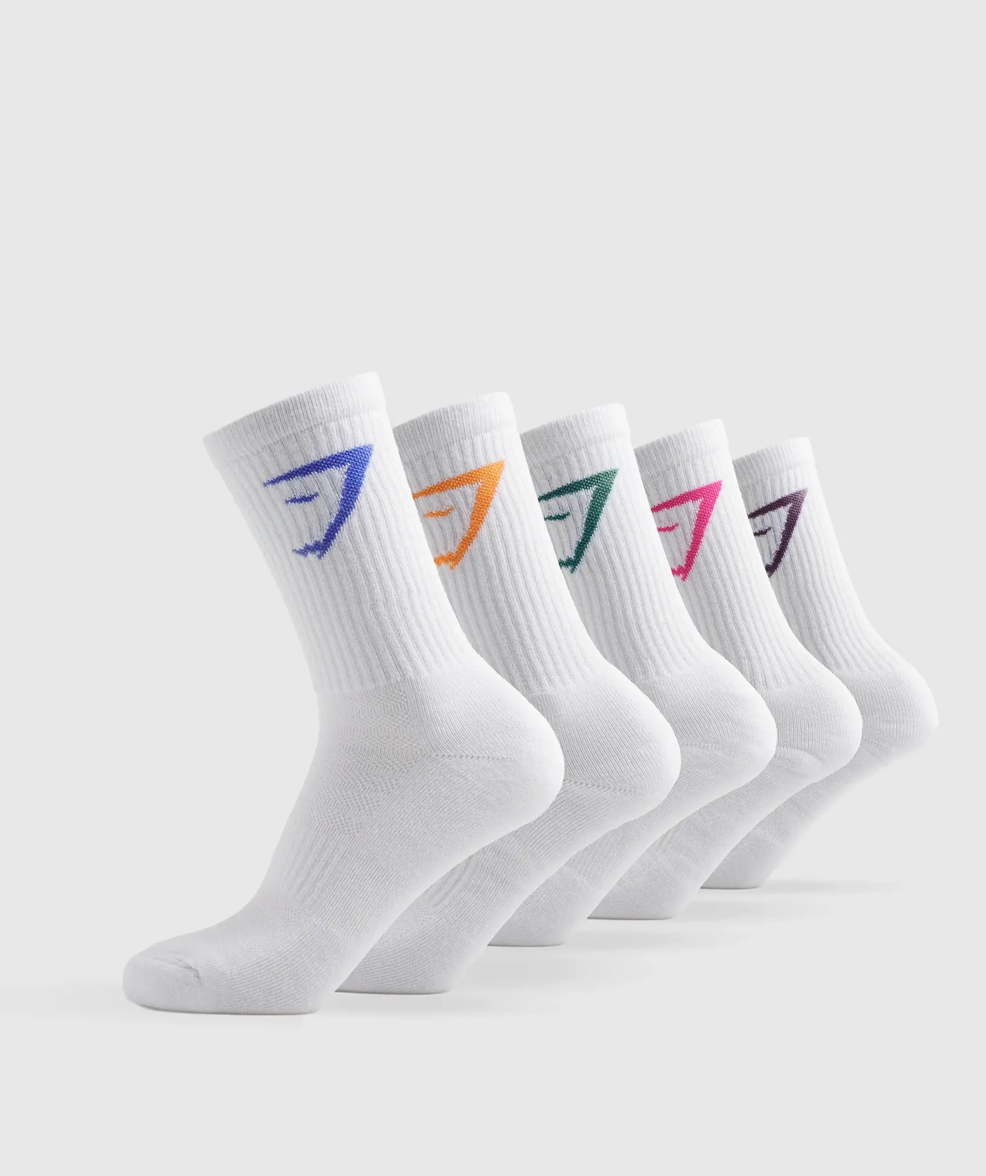 Gymshark Crew Socks 5pk - Blue/Purple/Teal/Pink/Orange