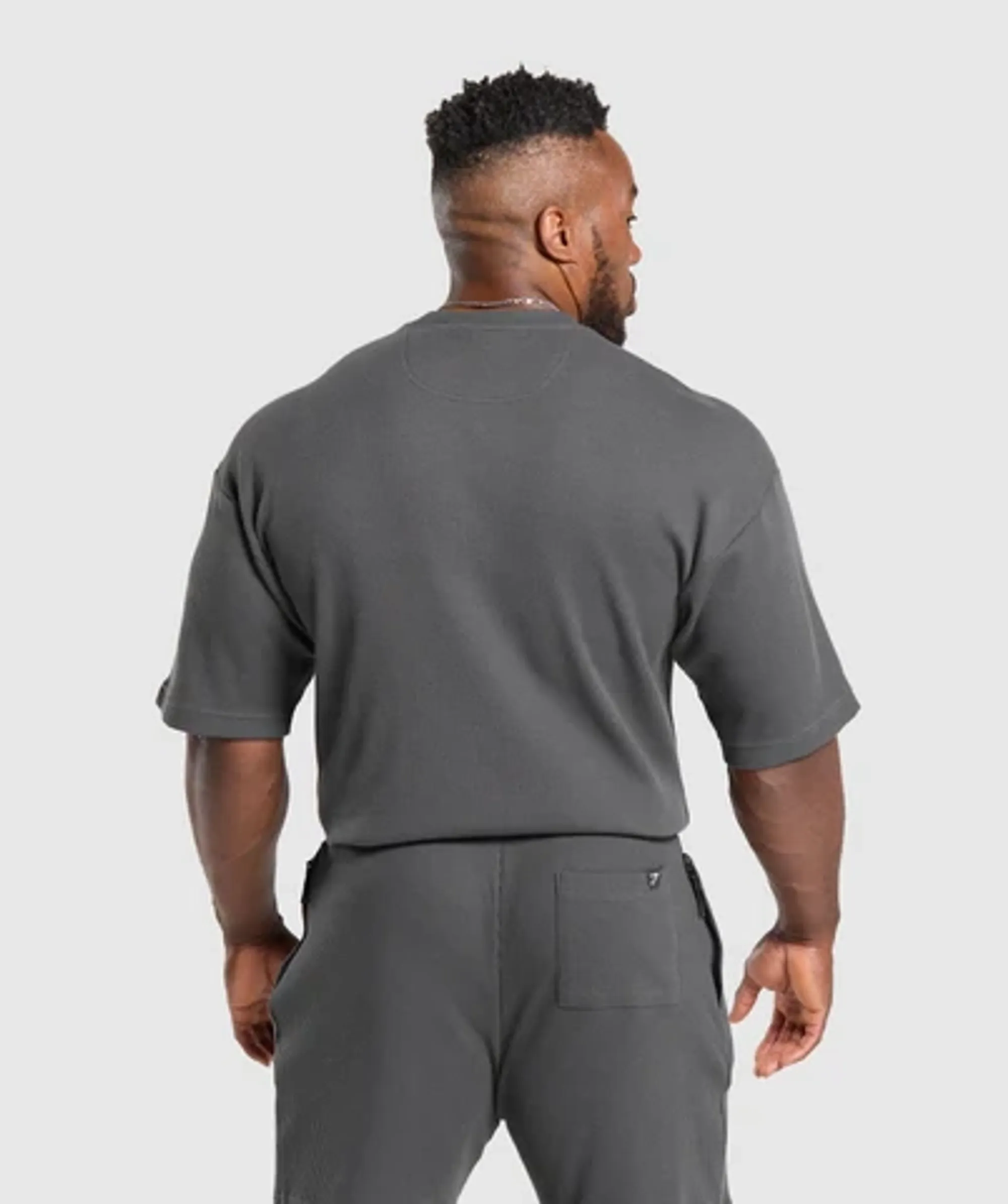 Gymshark Waffle Oversized T-Shirt - Onyx Grey | 5063168877452