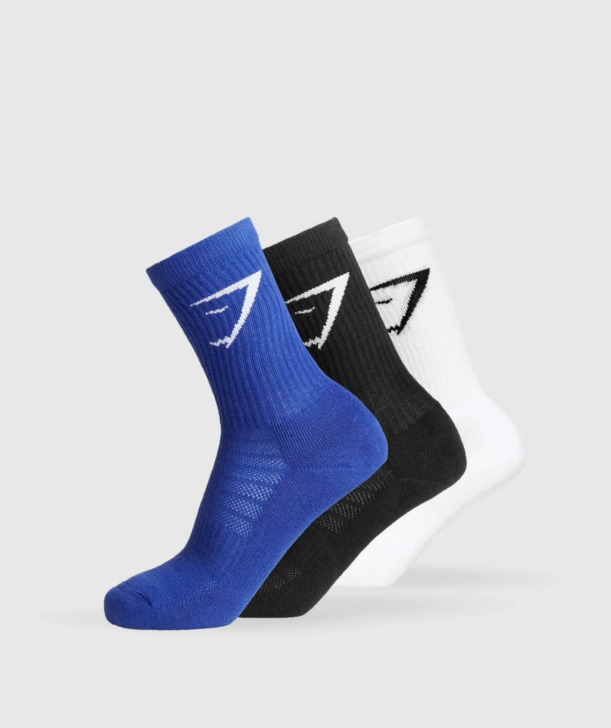 Gymshark Crew Socks 3pk - White/Wave Blue/Black