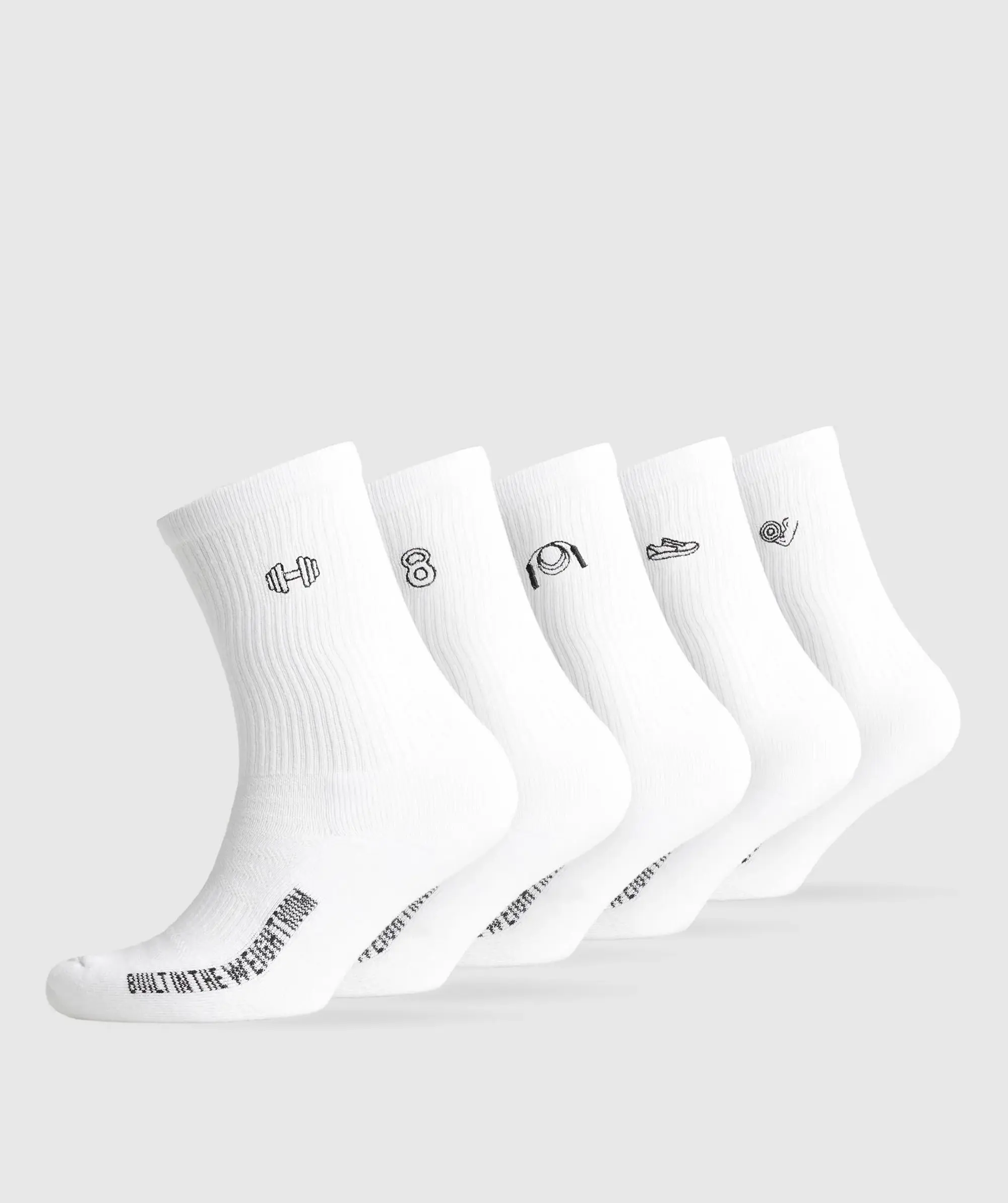 Gymshark Graphic Conditioning Crew Socks 5pk - White