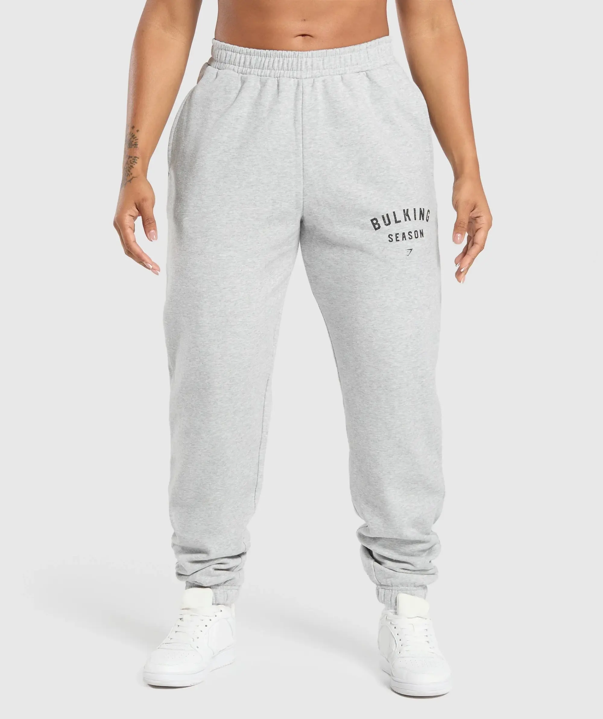 Gymshark Bulking Season Brushed Joggers - Light Grey Marl