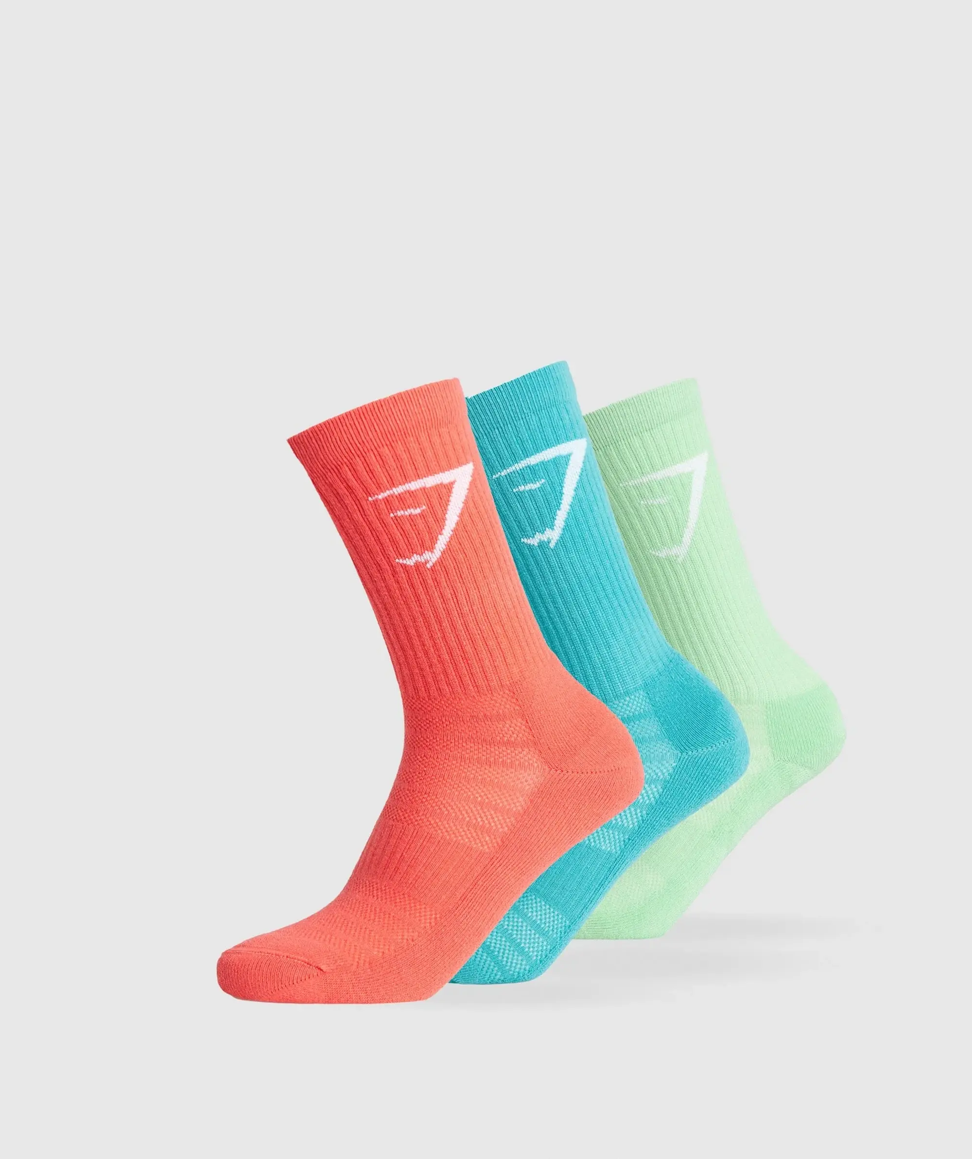 Gymshark Crew Socks 3pk - Wannabe Orange/Artificial Teal/Bring It Green