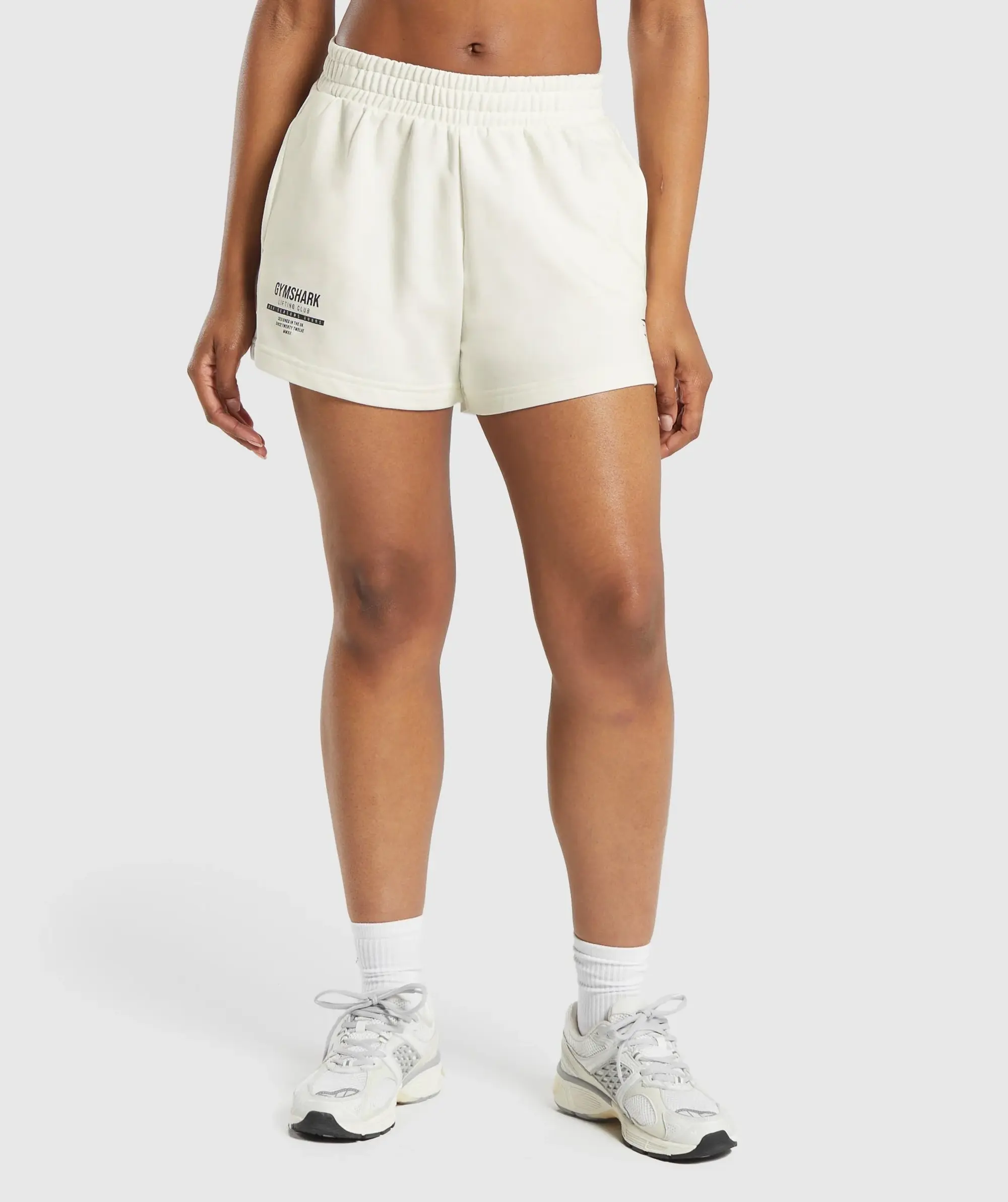 Gymshark Care Label Graphic Brushed Shorts - Soft White