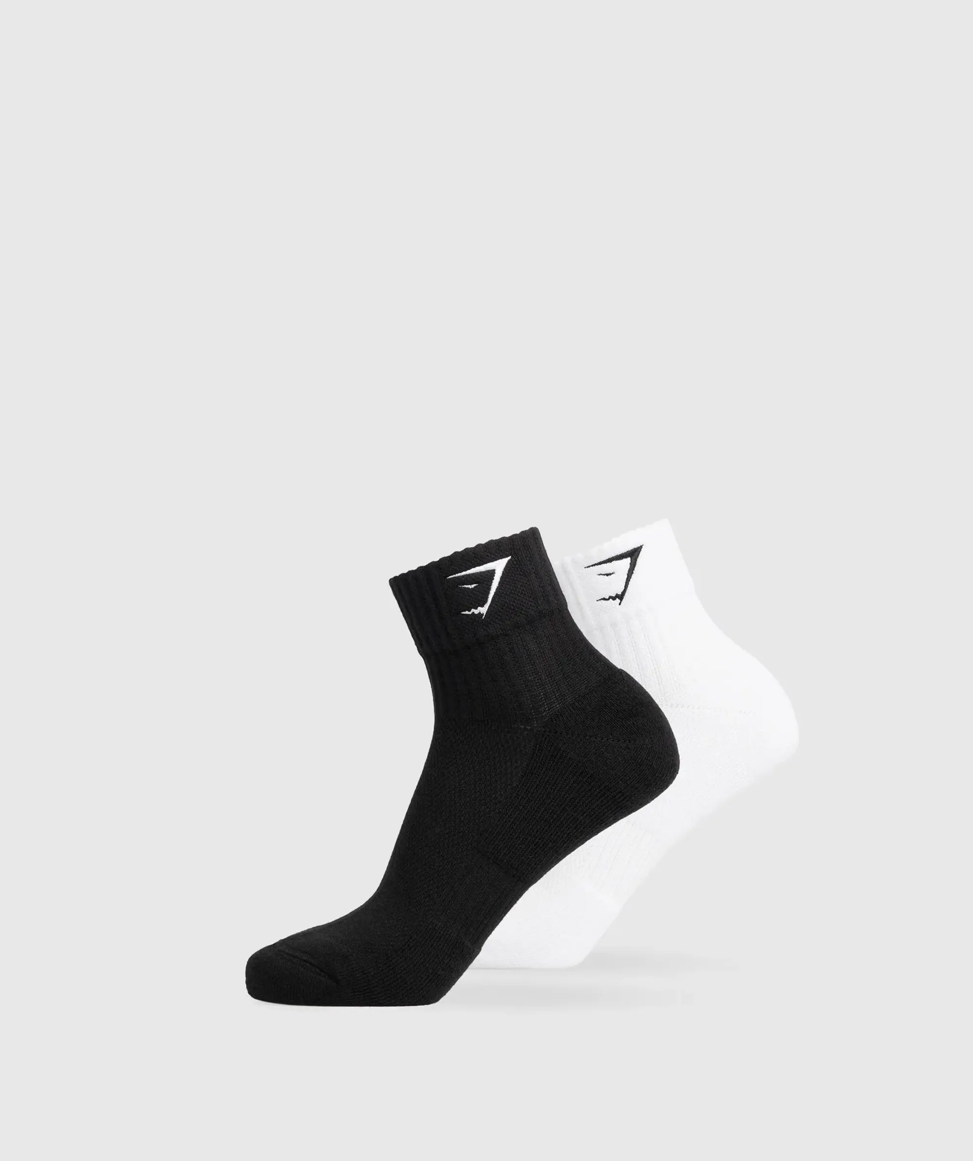 Gymshark Sharkhead Embroidered Quarter Socks 2pk - Black/White