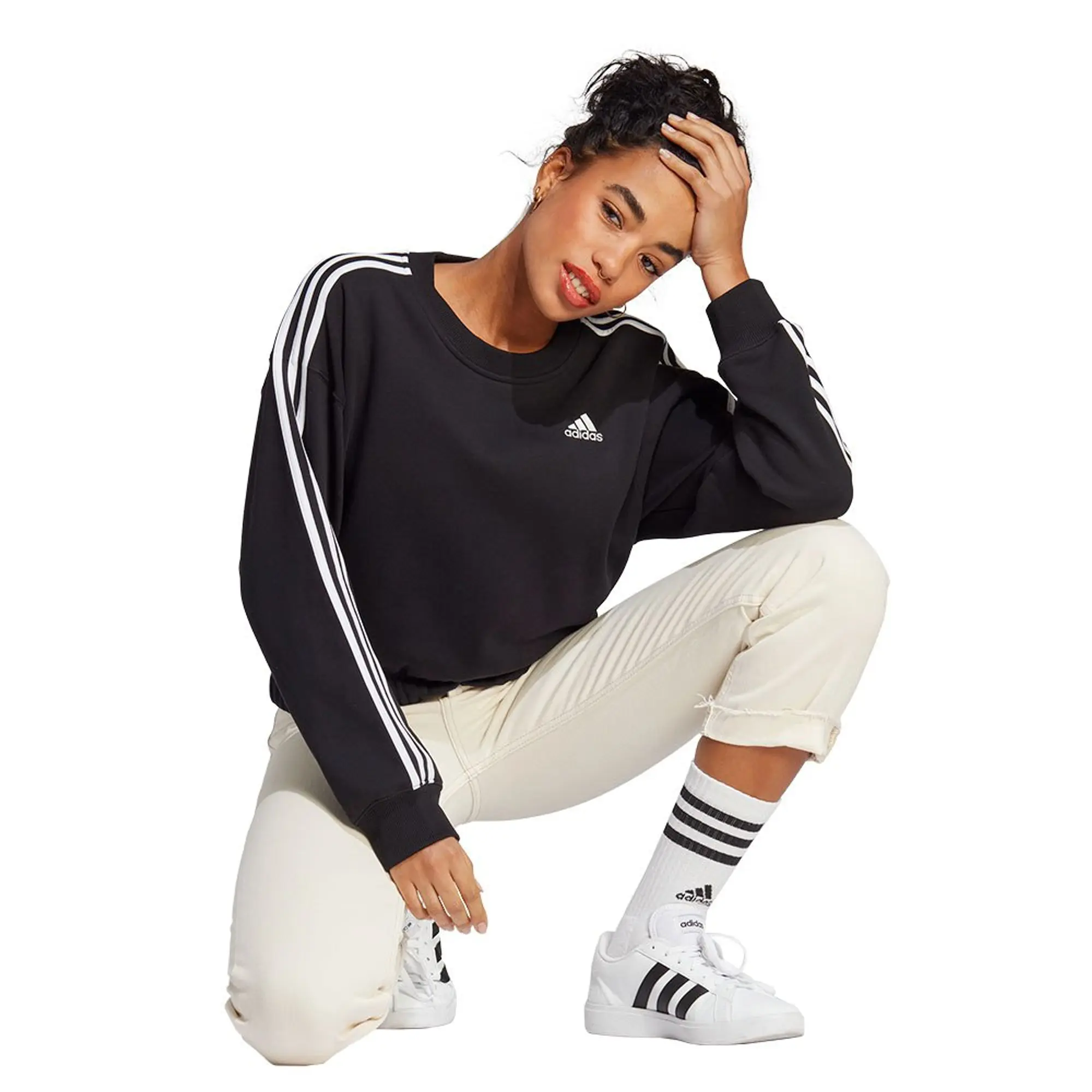 adidas  3S CR SWT  women's Sweatshirt in Black