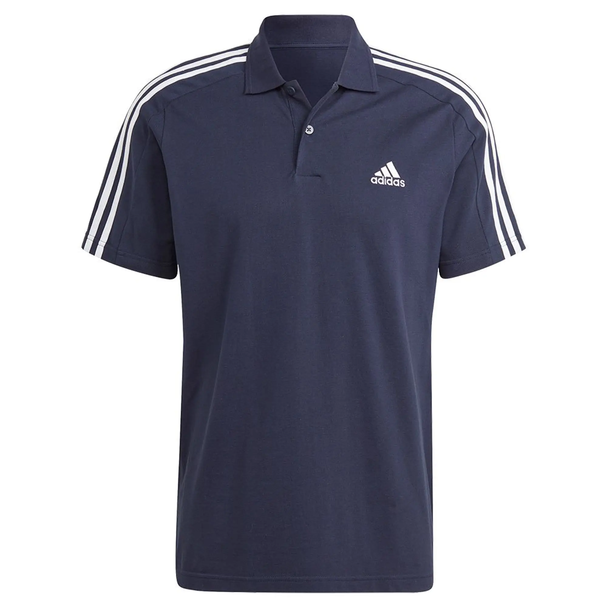Manchester United x adidas Mens Essentials Pique 3-Stripes Polo Shirt Navy
