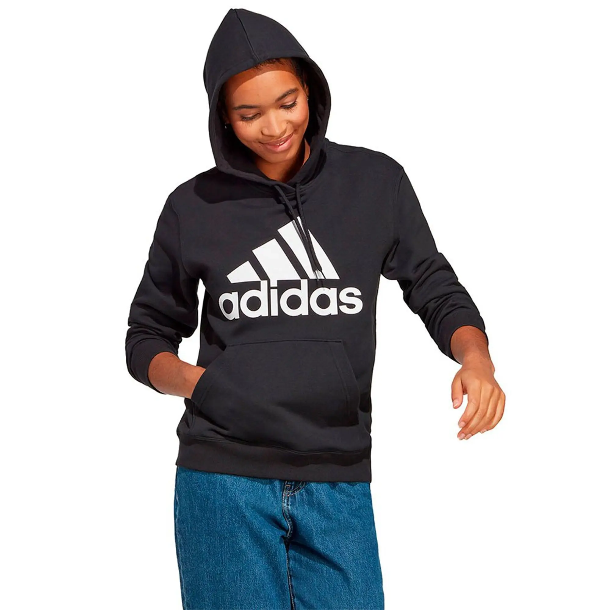 adidas Essentials Big Logo Regular French Terry Hoodie - Black