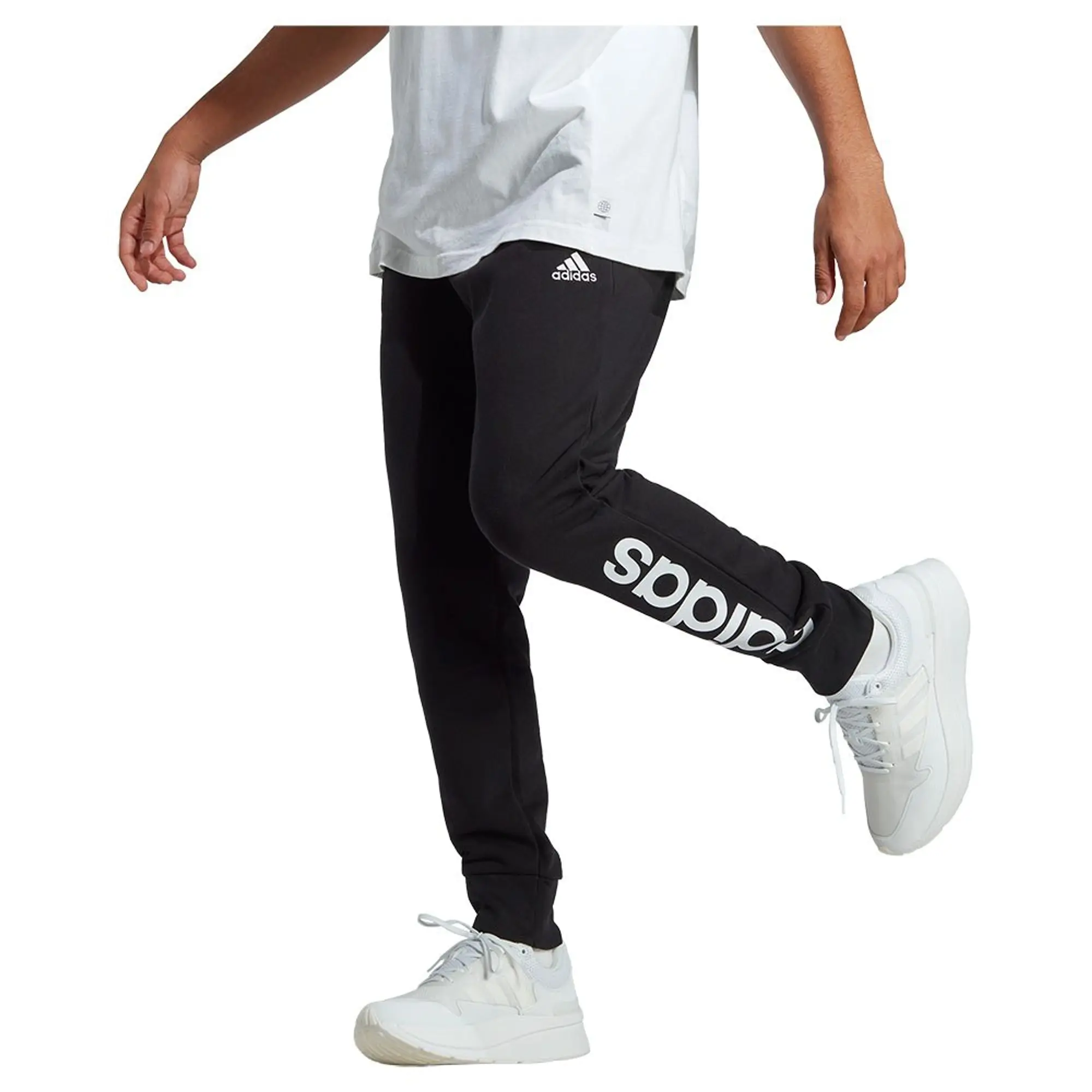 adidas Essentials French Terry Tapered Cuff Logo Joggers - Black