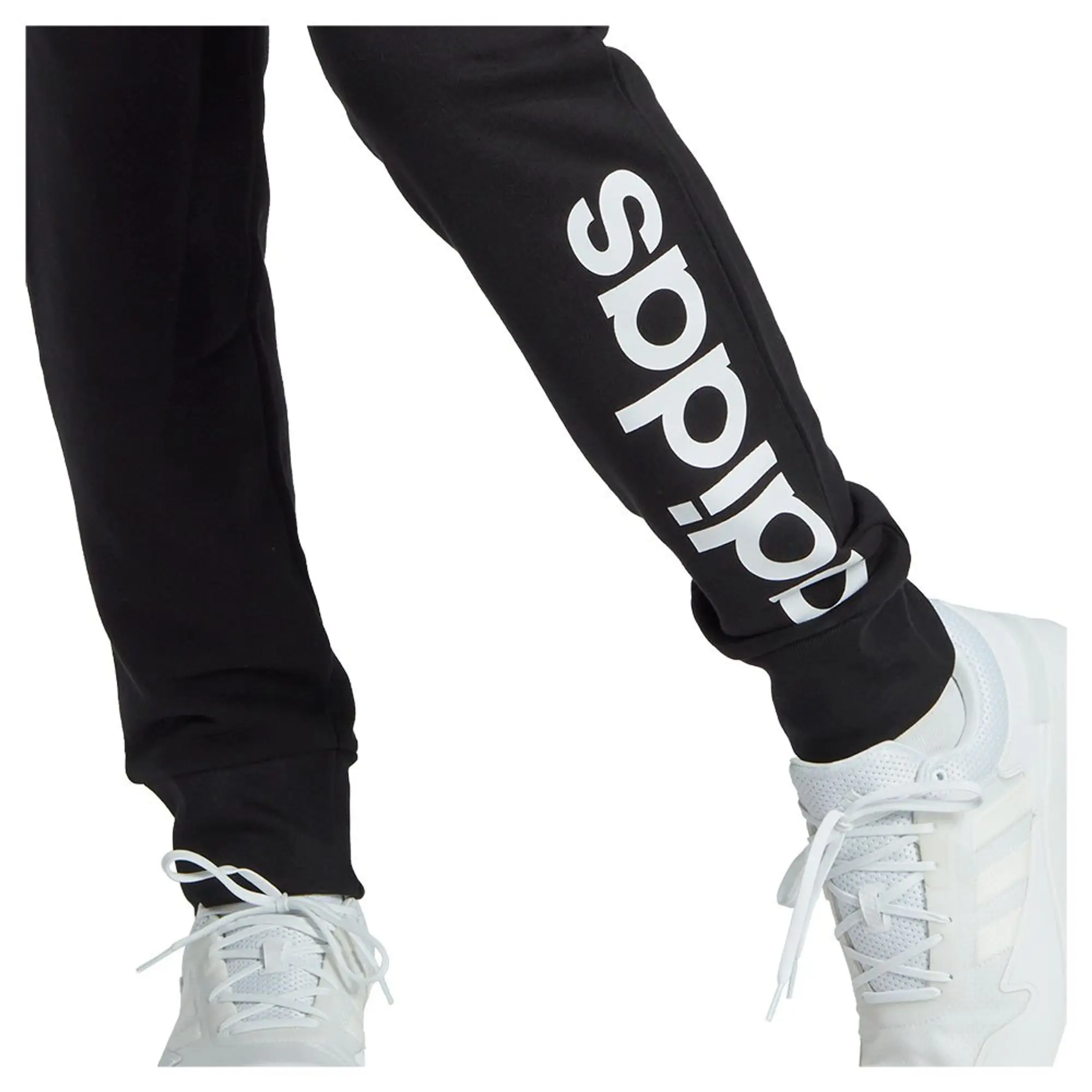 adidas Essentials French Terry Tapered Cuff Logo Joggers - Black