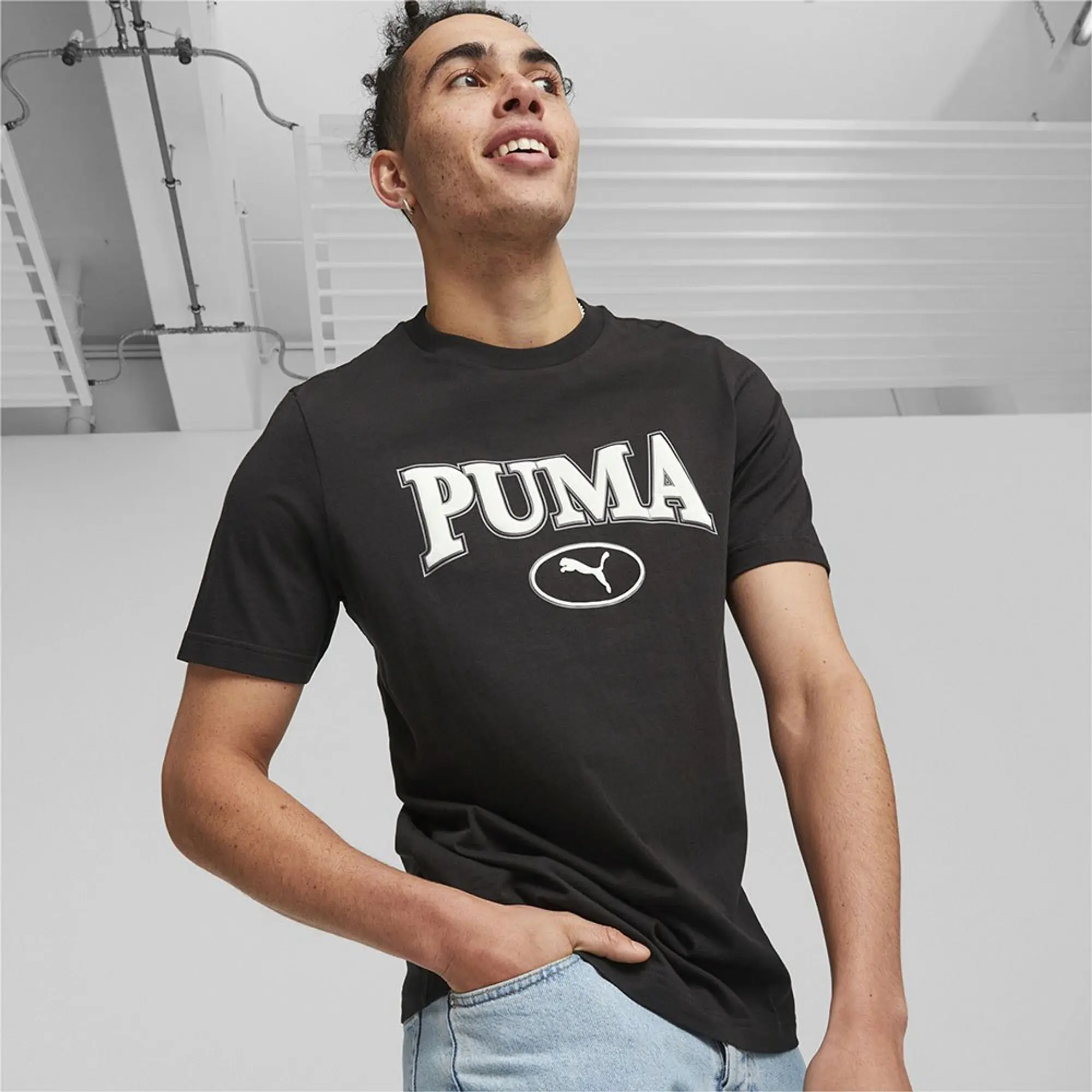 Puma  PUMA SQUAD TEE  men's T shirt in Black