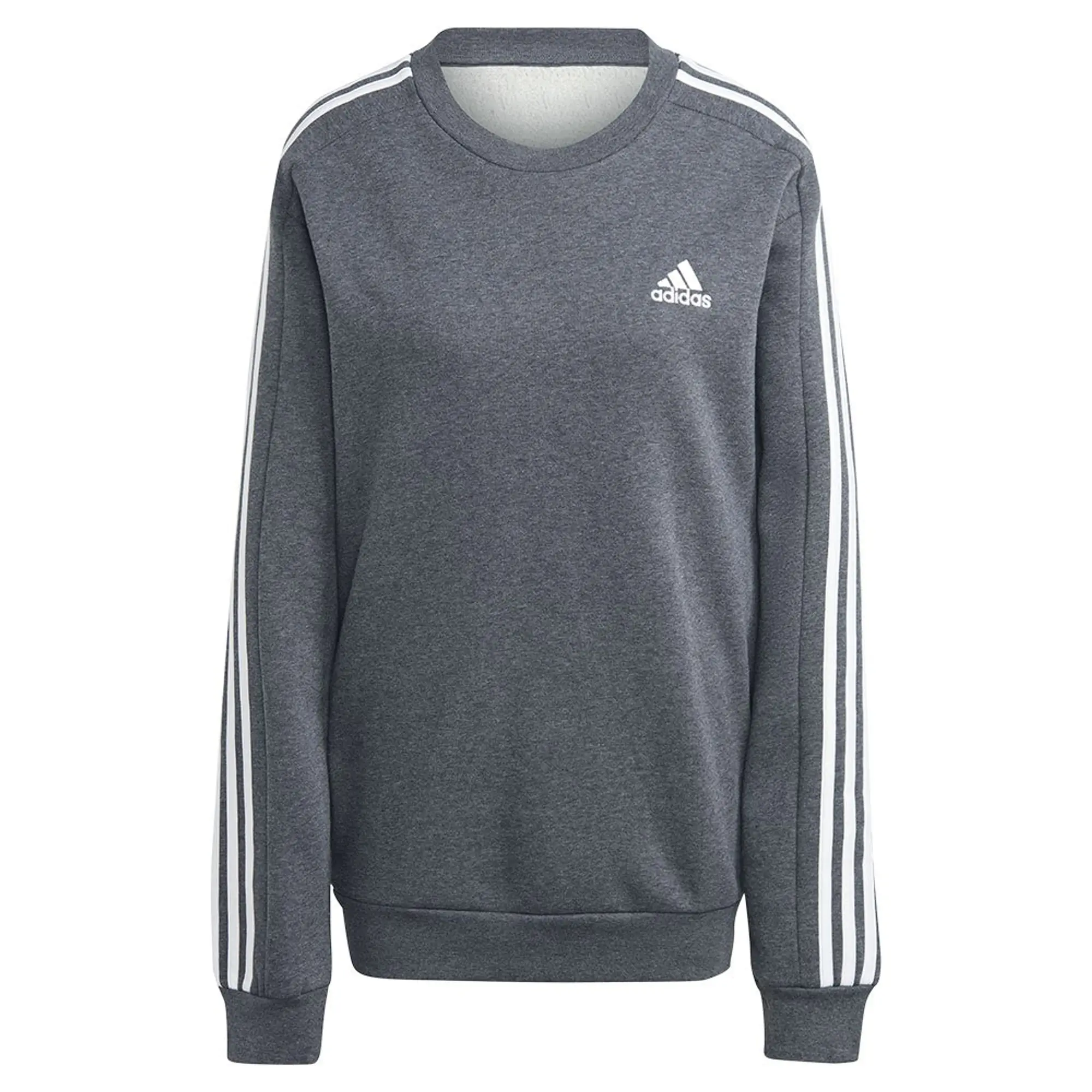 Manchester United x adidas Mens Essentials Fleece 3-Stripes Sweatshirt Grey