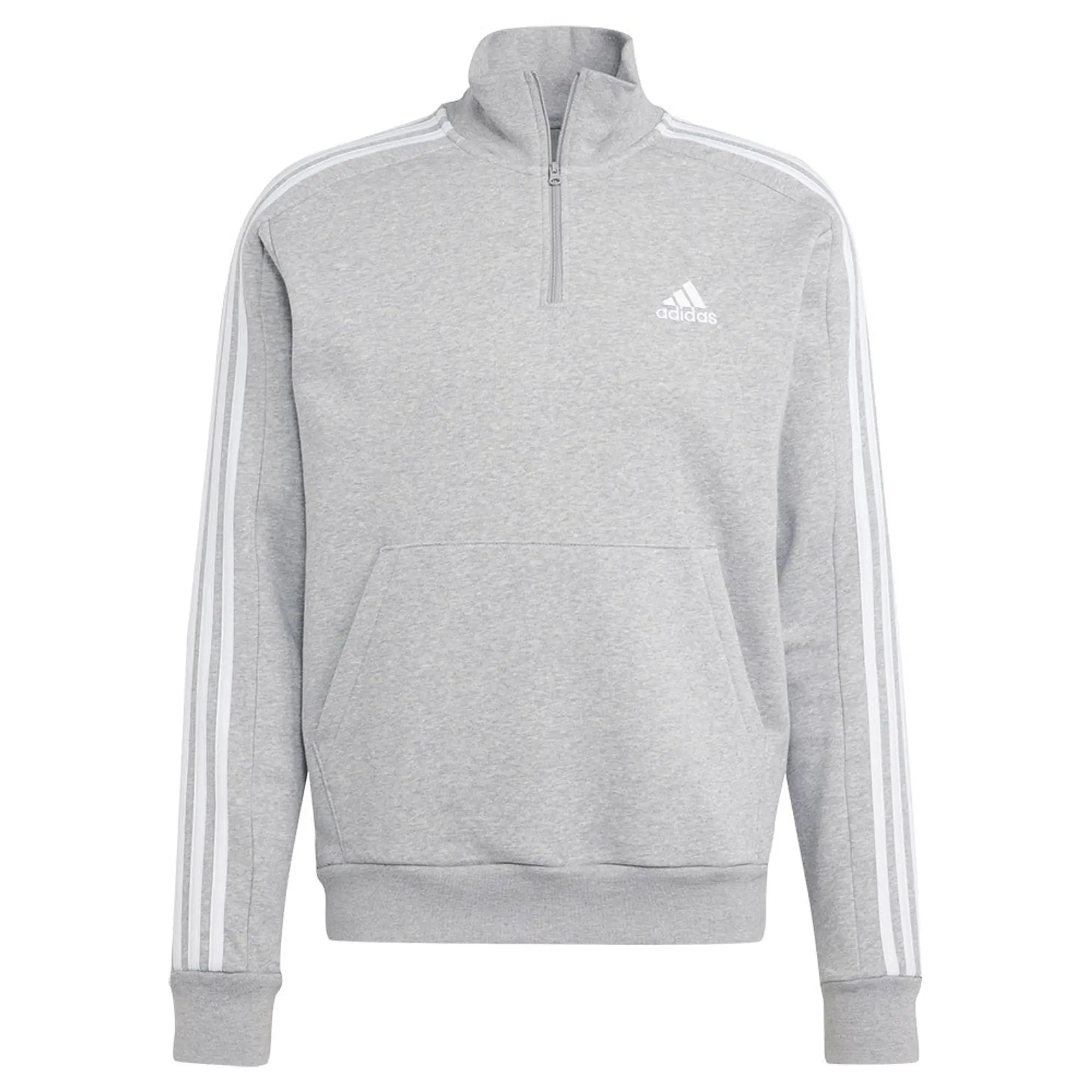 adidas 3 Stripe Zip Top Mens - Grey