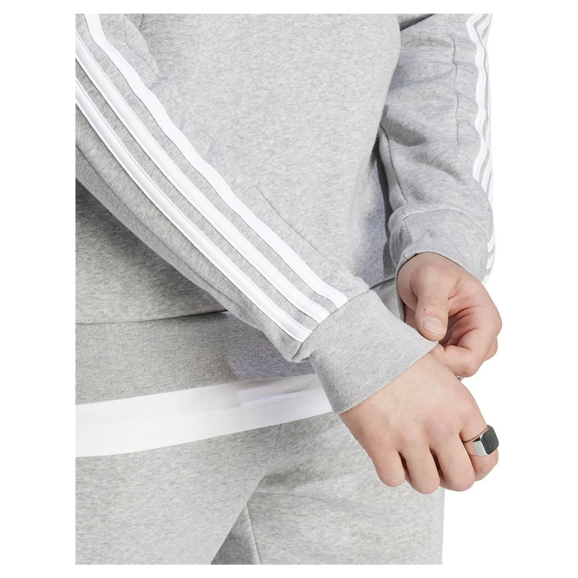 adidas 3 Stripe Zip Top Mens - Grey