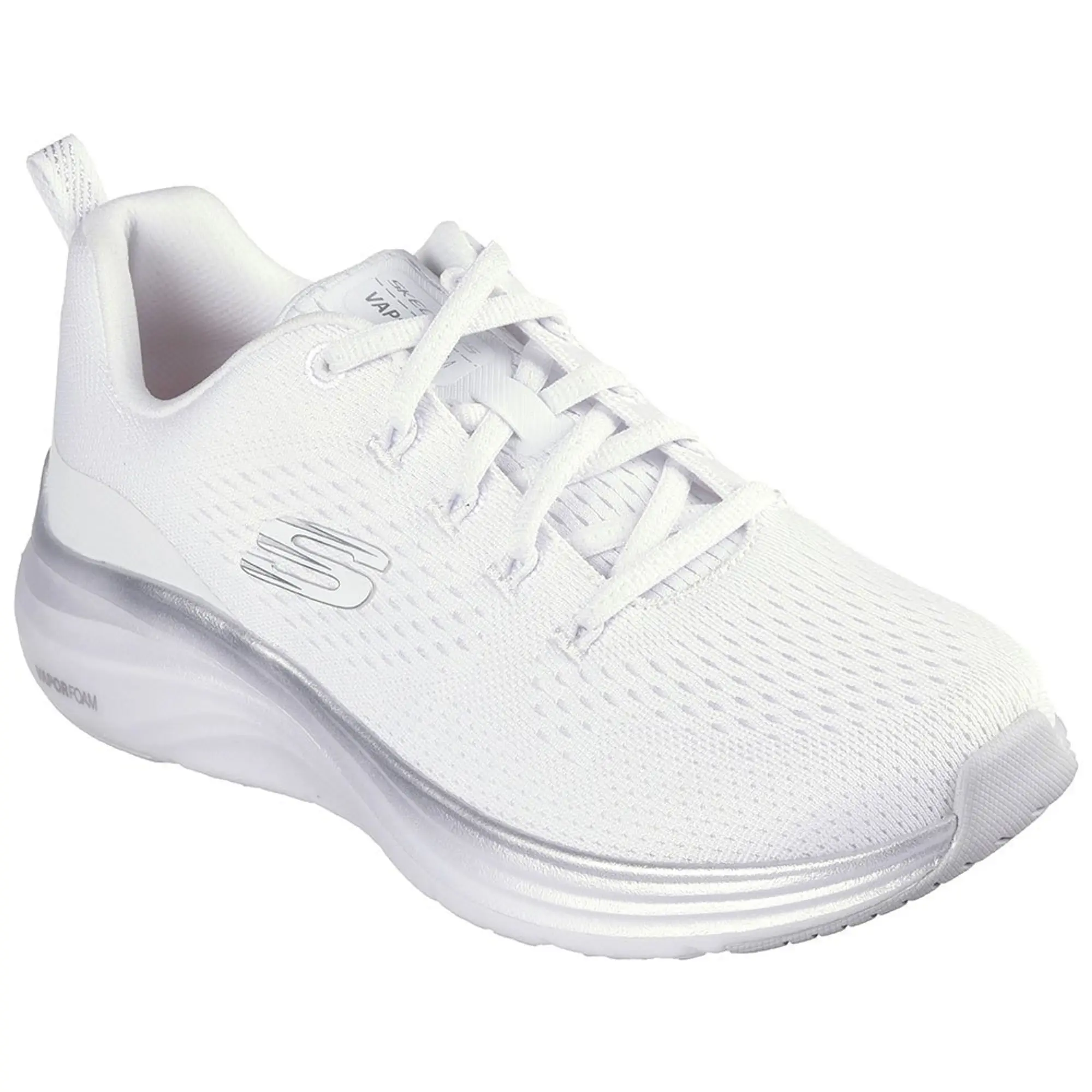 Skechers Women's Vapor Foam - Midnight Glimmer Sneaker in White/Silver