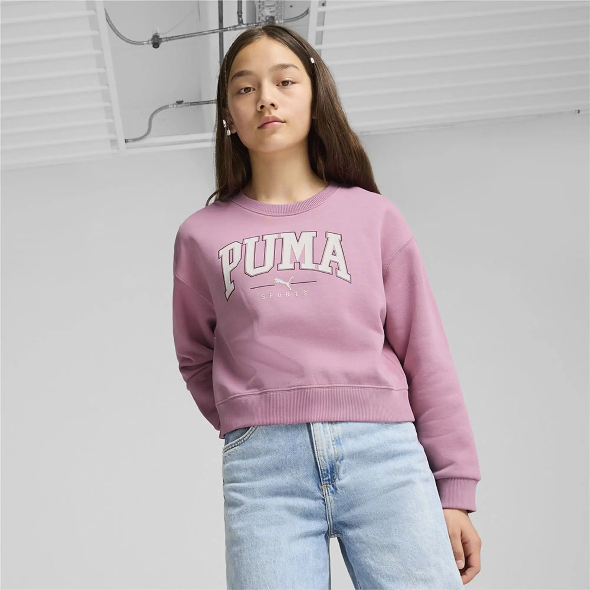 Puma SQUAD Girls Crew Sweat Top - Pink
