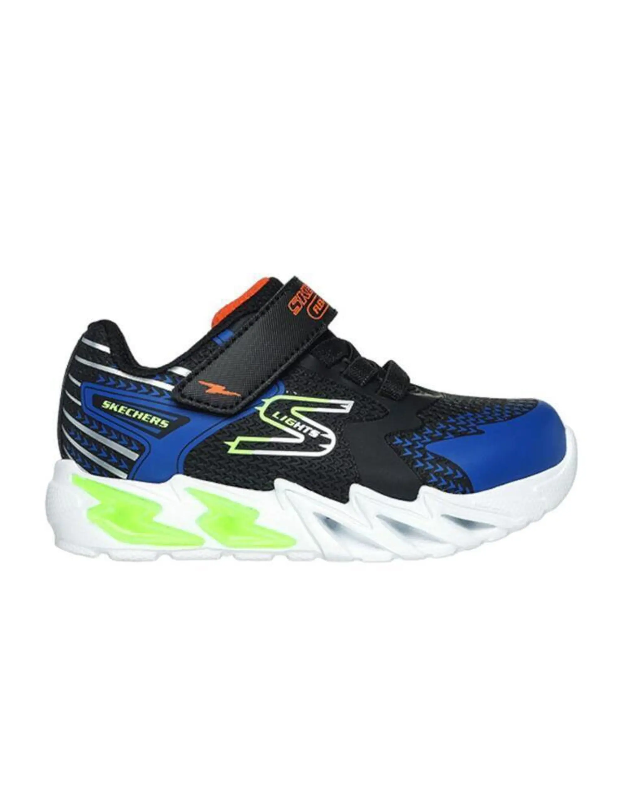 Skechers Boy's S Lights: Flex-Glow Bolt Sneaker in Black/Blue