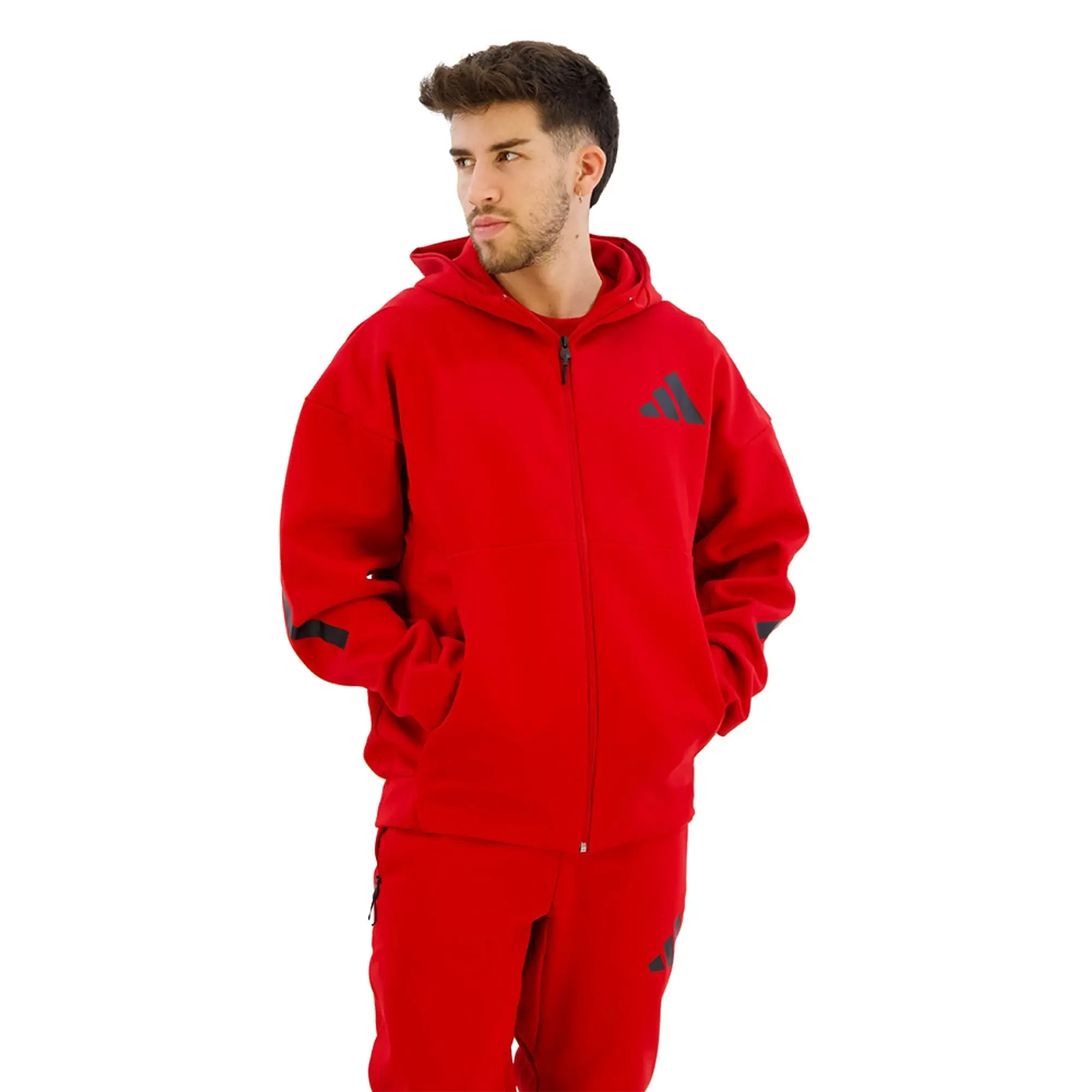 adidas Wales Z.N.E. Full Zip Hoodie - Red - Mens | JF6540 adidas Wales Z.N.E. Full Zip Hoodie - Red - Mens | JF6540