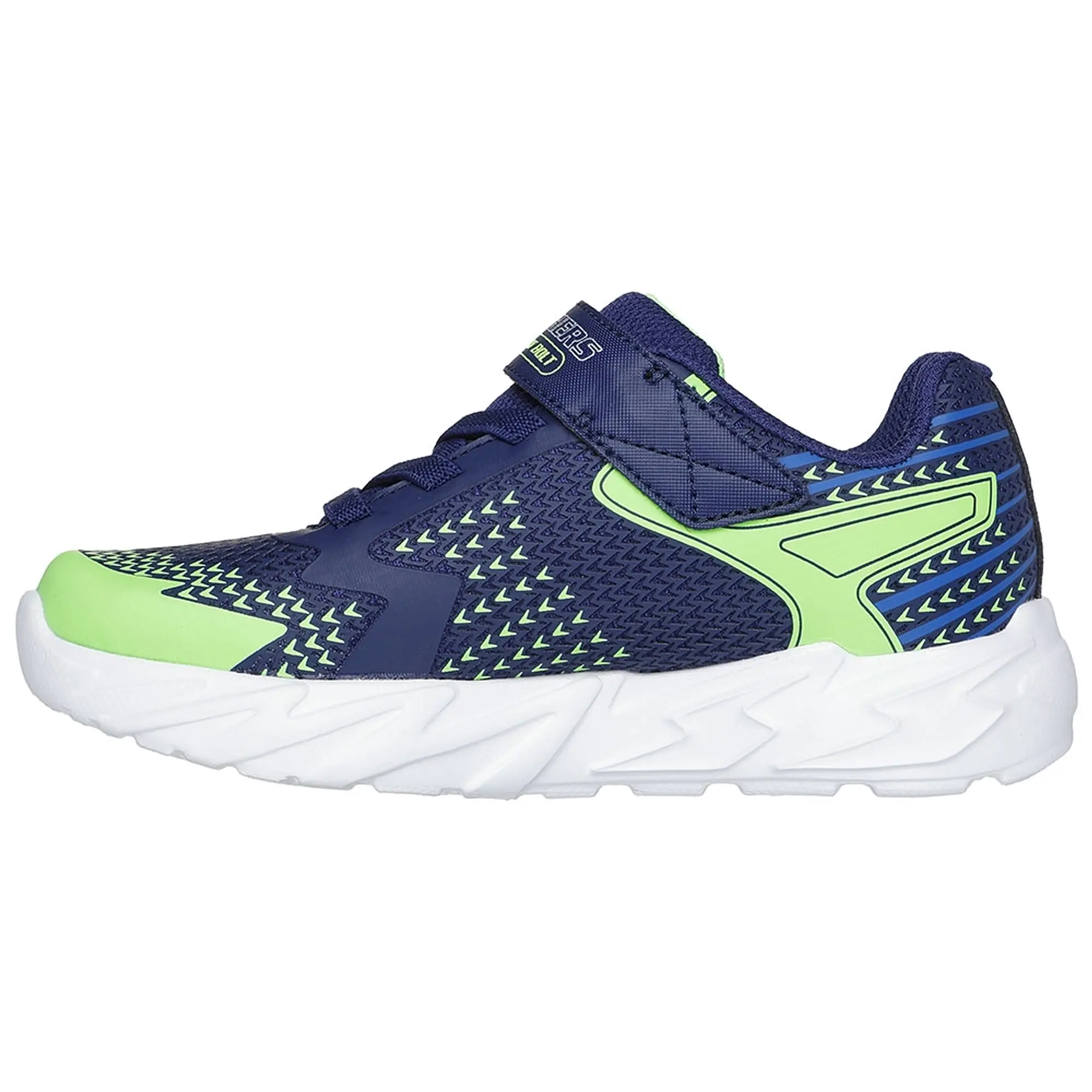 Skechers Boy's S Lights: Flex-Glow Bolt Sneaker in Navy Blue