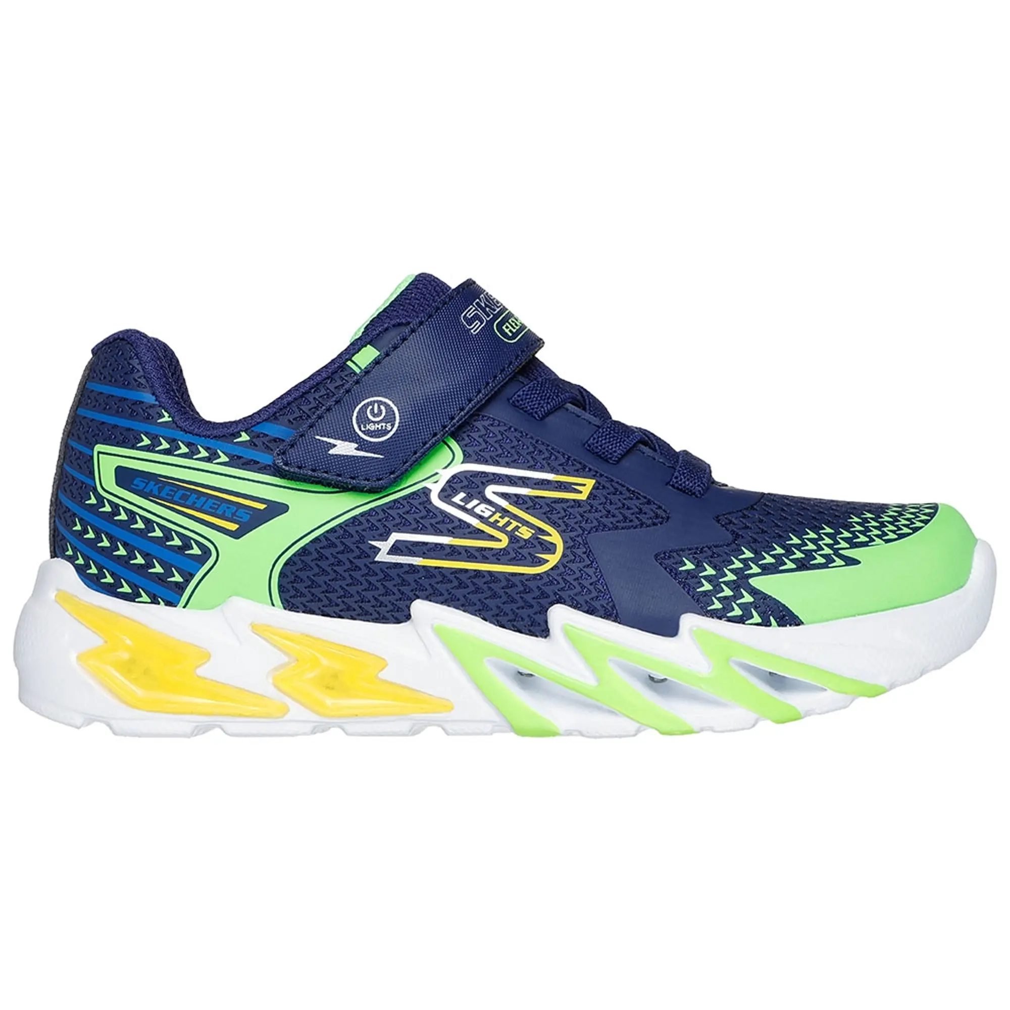 Skechers Boy's S Lights: Flex-Glow Bolt Sneaker in Navy Blue