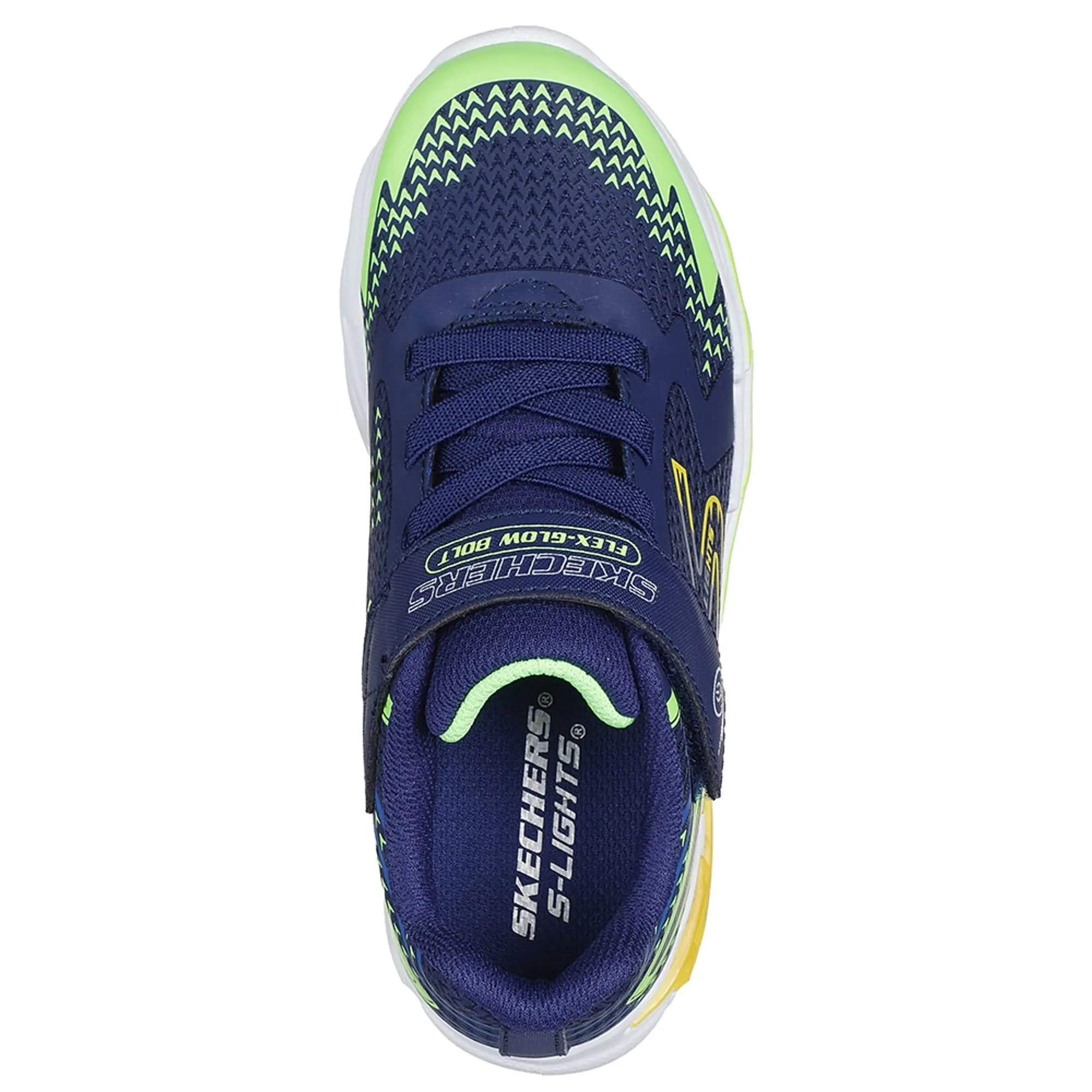 Skechers Boy's S Lights: Flex-Glow Bolt Sneaker in Navy Blue