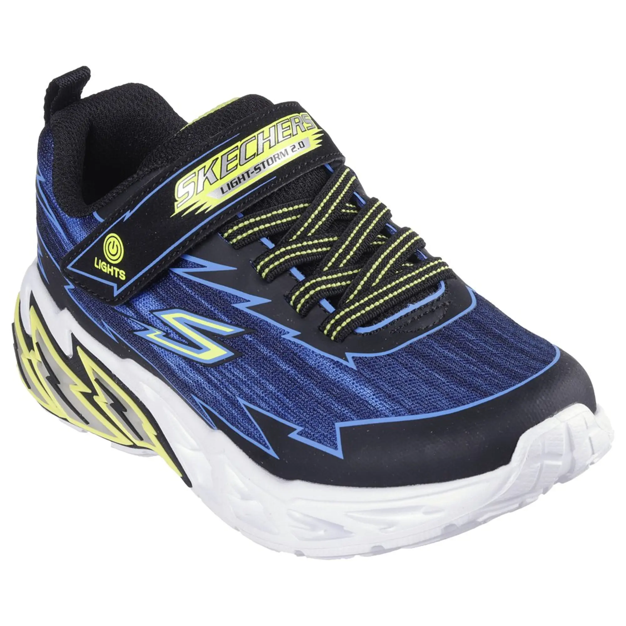 Skechers Boy's S-Lights: Light Storm 2.0 - Bolt-Brights Sneaker in Black/Blue