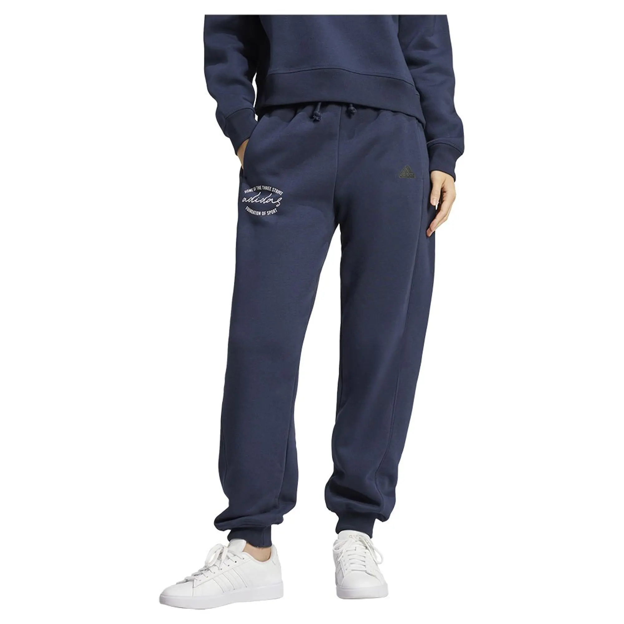 adidas Signature Graphic Print Fleece Loose Joggers - Black