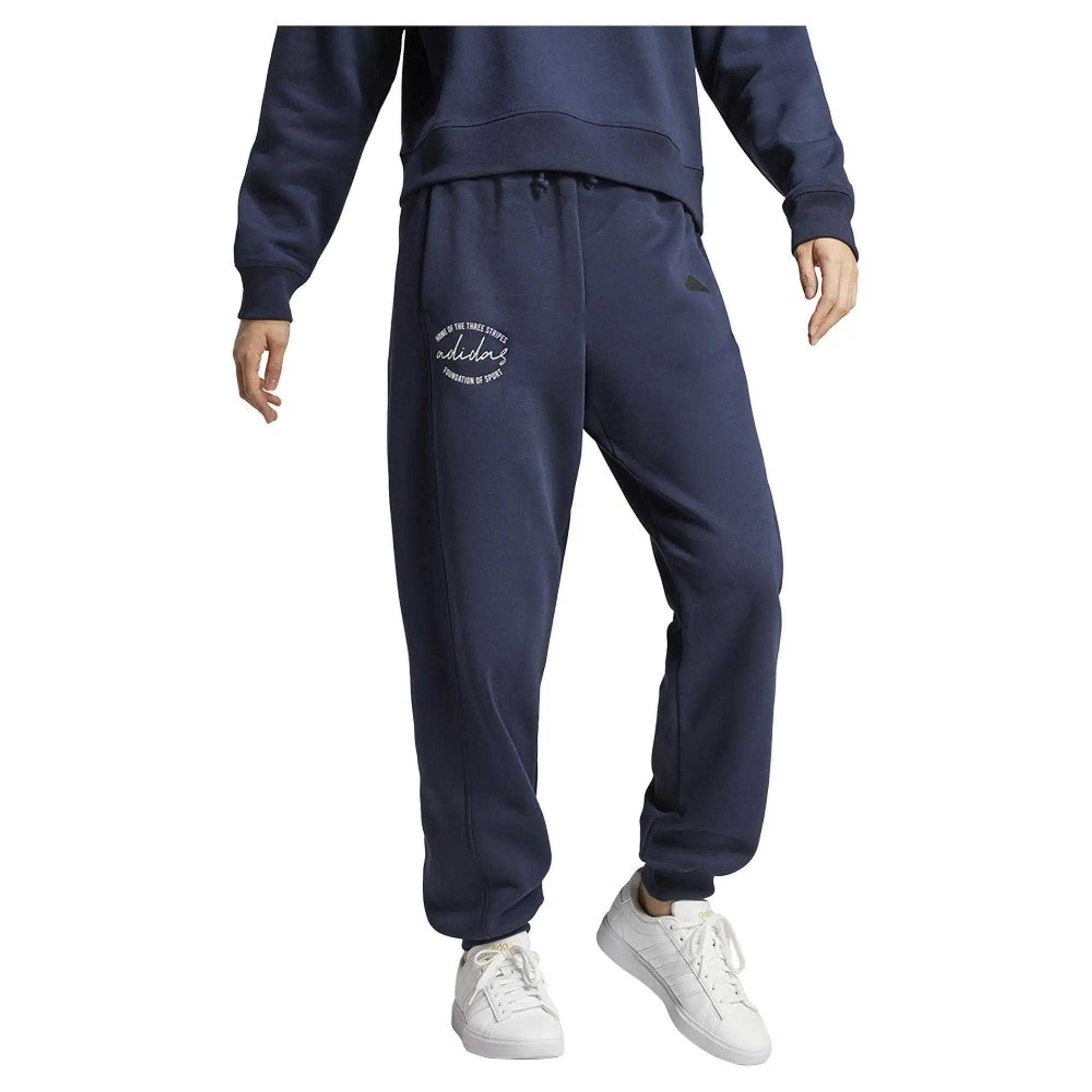 adidas Signature Graphic Print Fleece Loose Joggers - Black