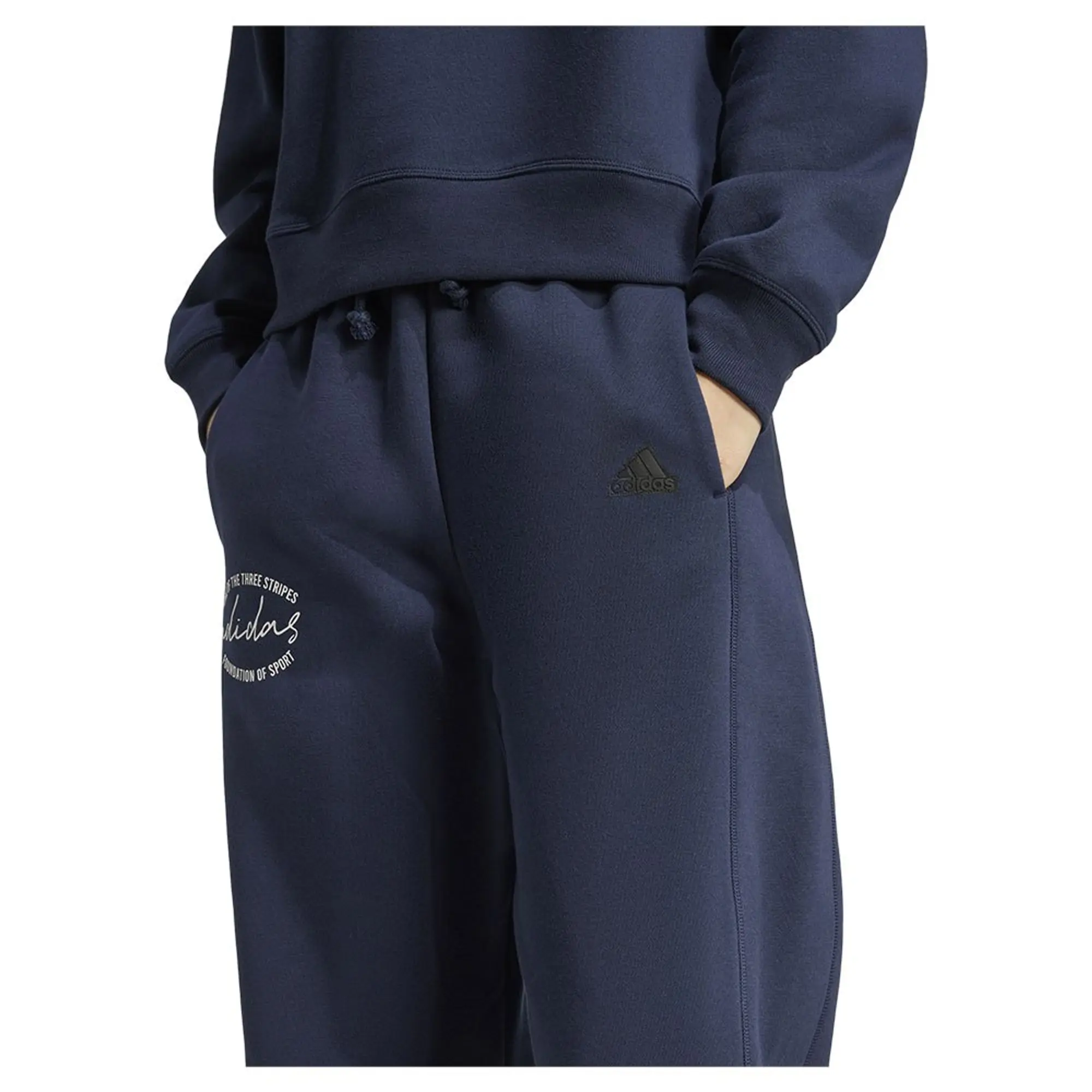 adidas Signature Graphic Print Fleece Loose Joggers - Black