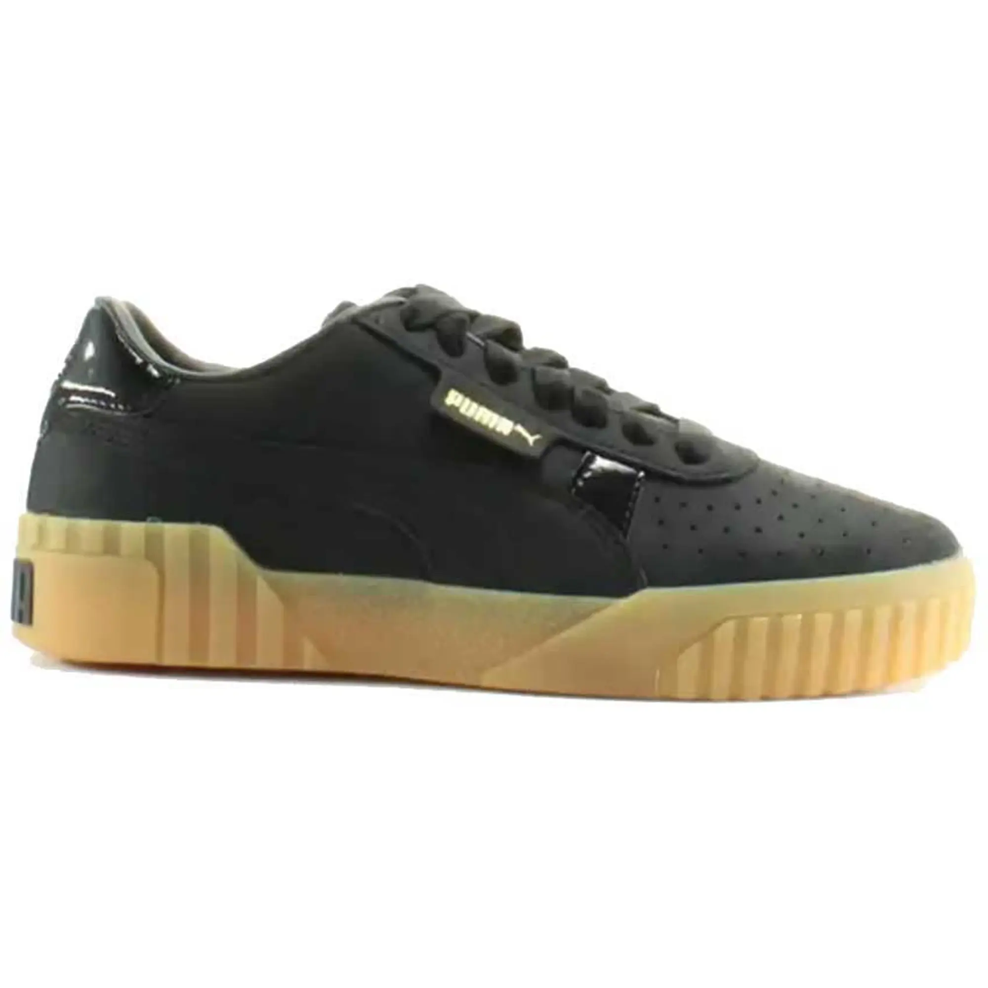 Puma Cali Black Nubuck Leather Womens Lace Up Trainers 369161 03