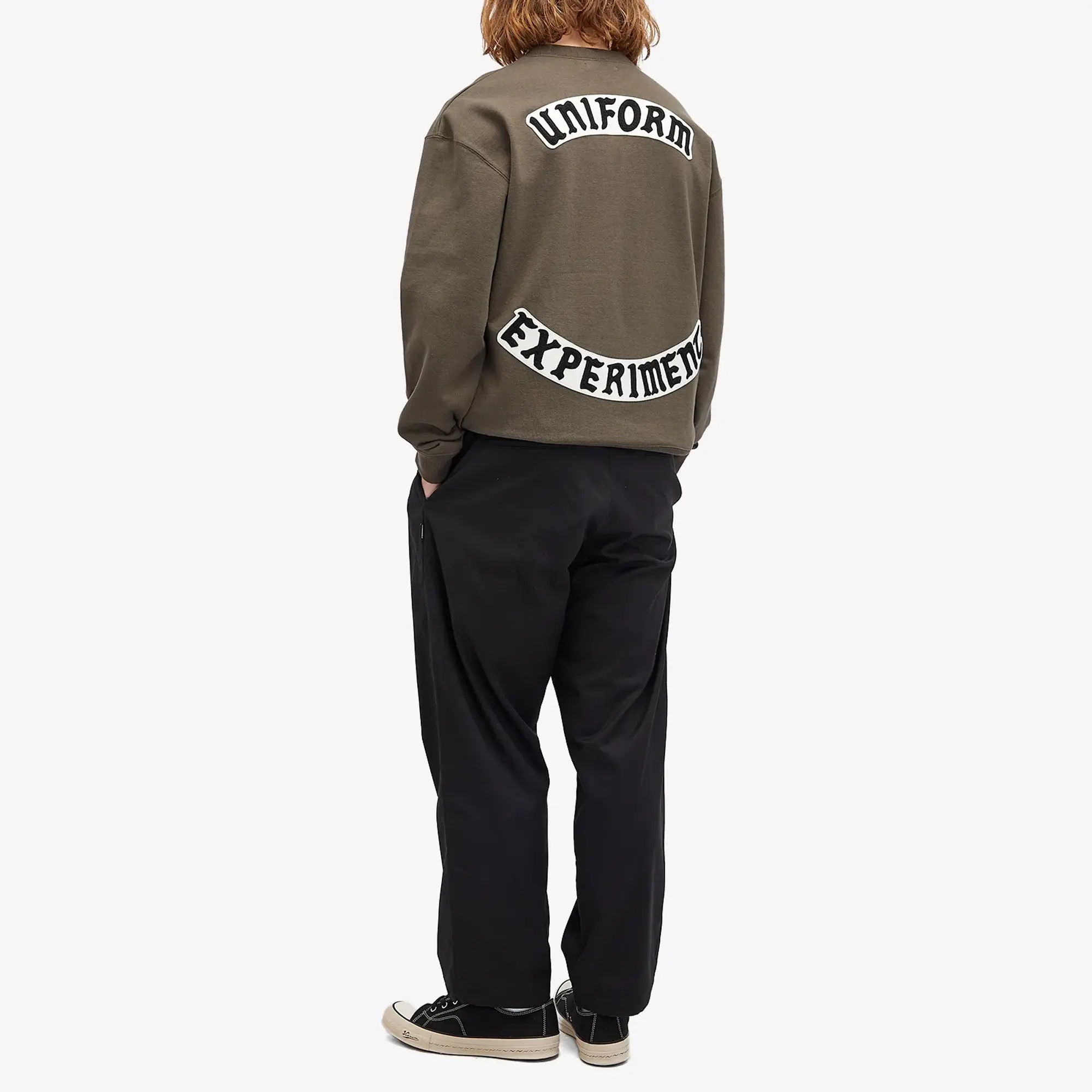 Uniform Experiment Men's Chenille Back Logo Sweatshirt Khaki