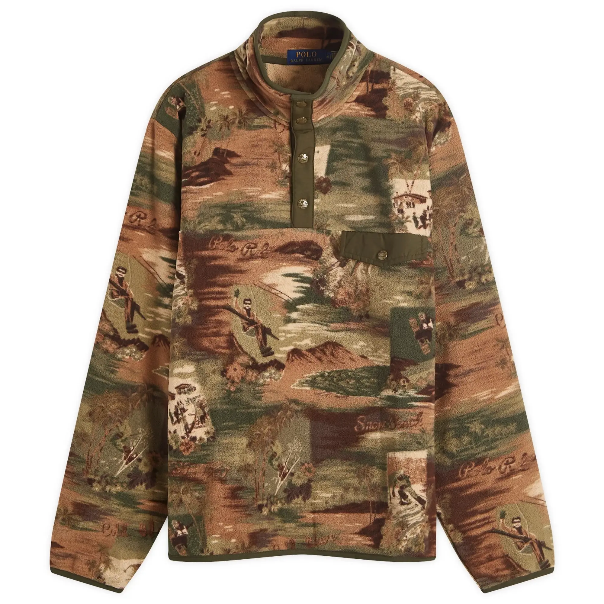 Polo Ralph Lauren Men's Ski Camo Fleece Pullover Jacket Camo Ski Scenic