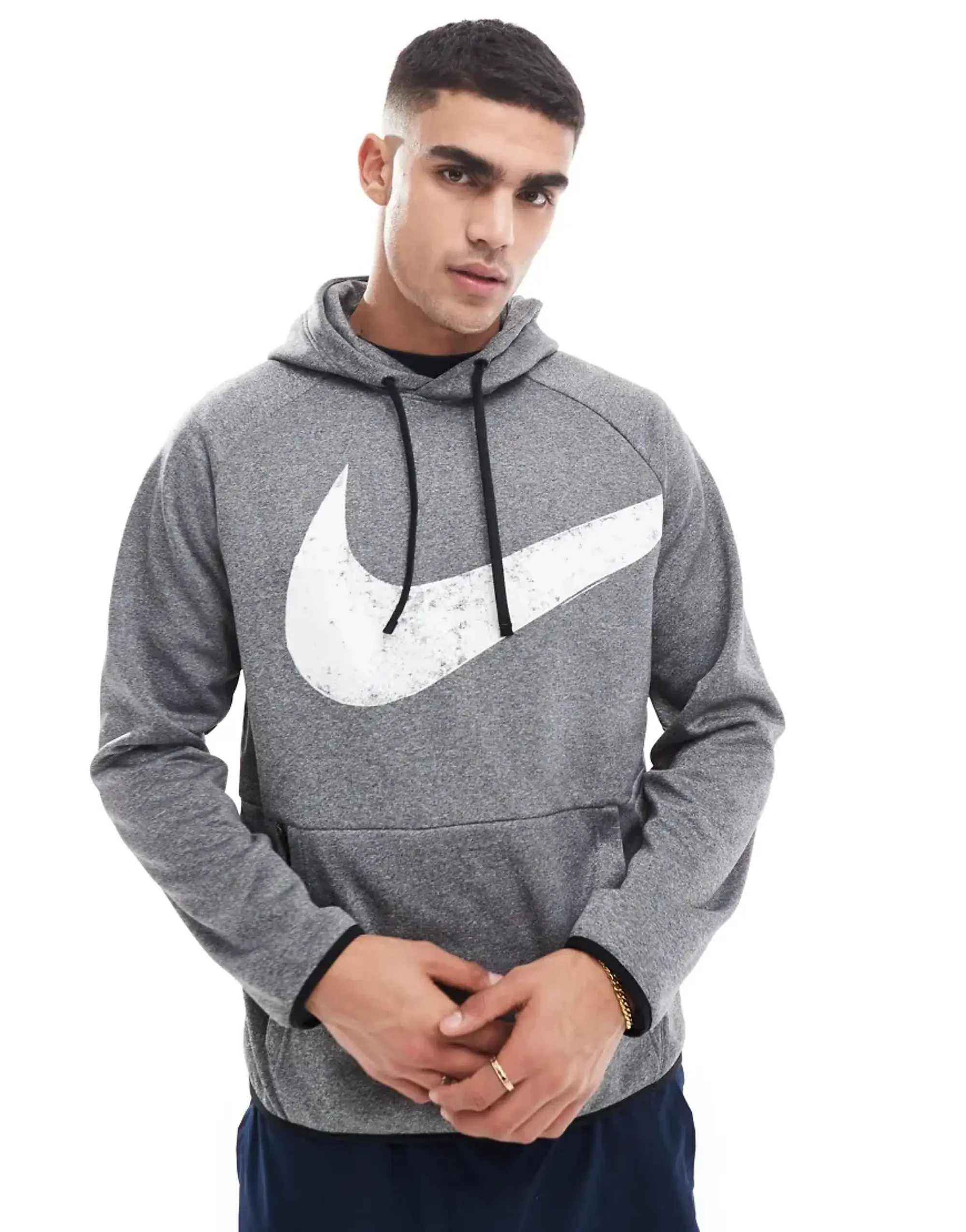 Nike Training Swoosh Graphic Hoodie In Black FZ1072 010 FOOTY.COM