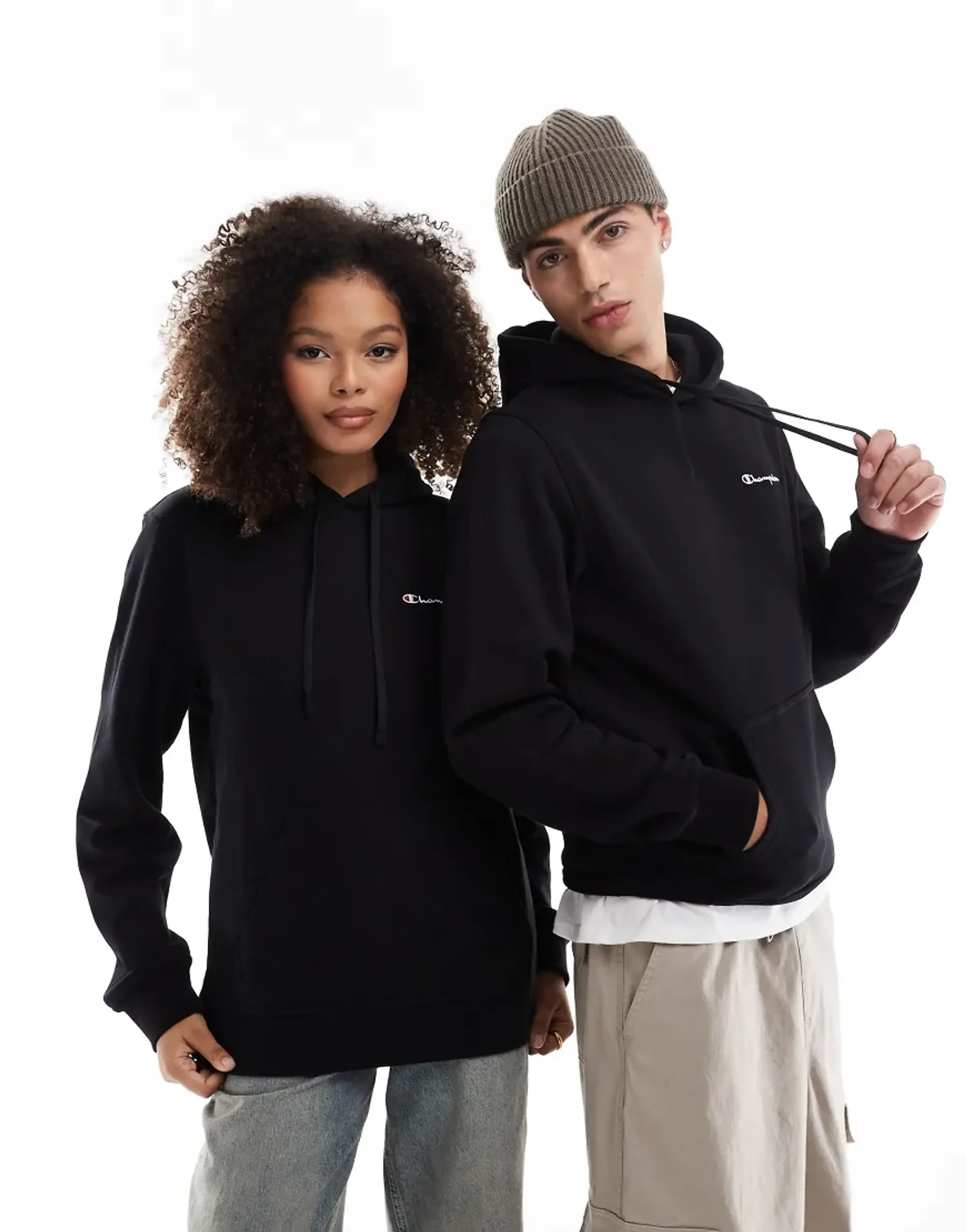 Champion Legacy Unisex Left Chest Logo Hoodie In Black