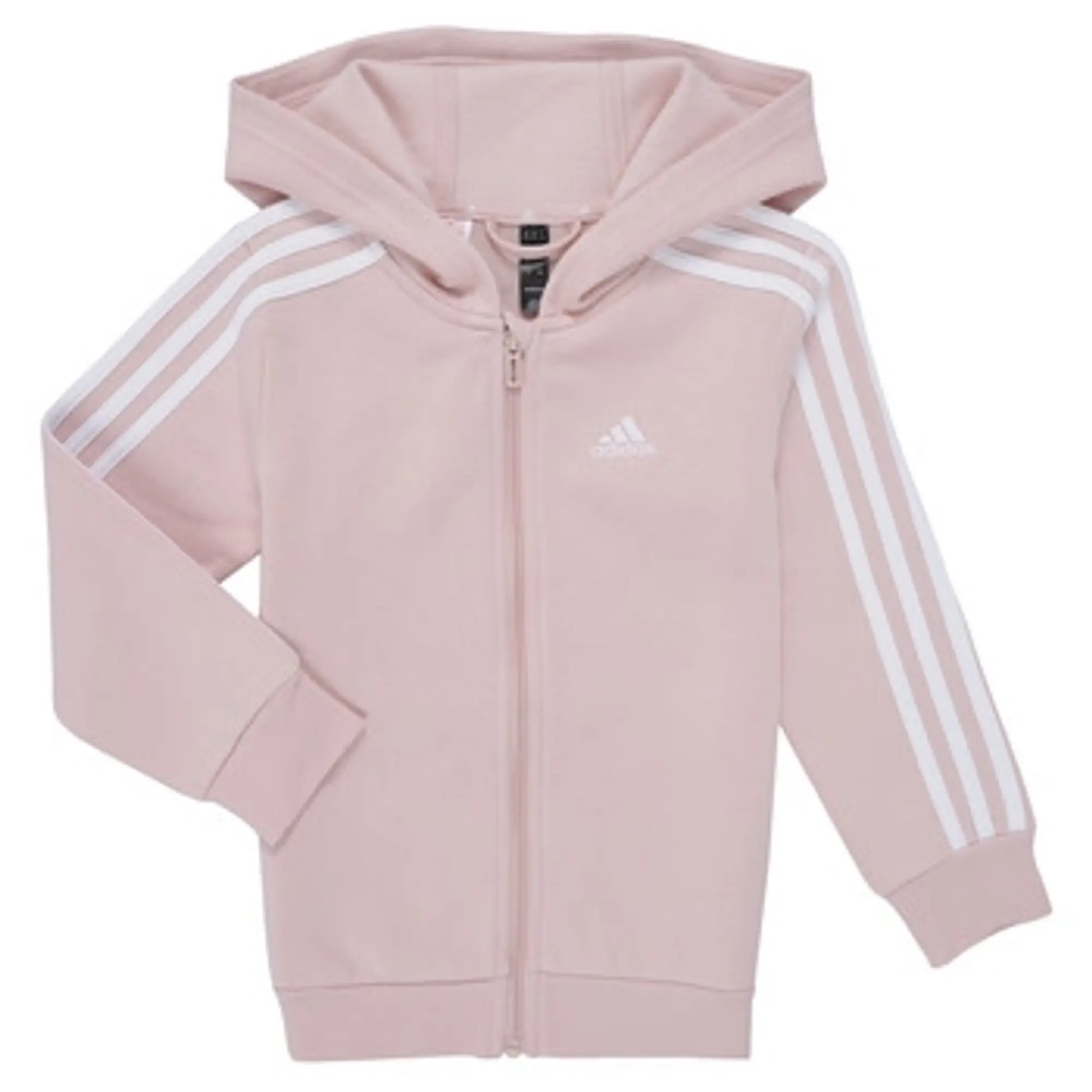 adidas  Essentials 3-Stripes Zip Hooded Jacket  girls's Children's Tracksuit jacket in Pink