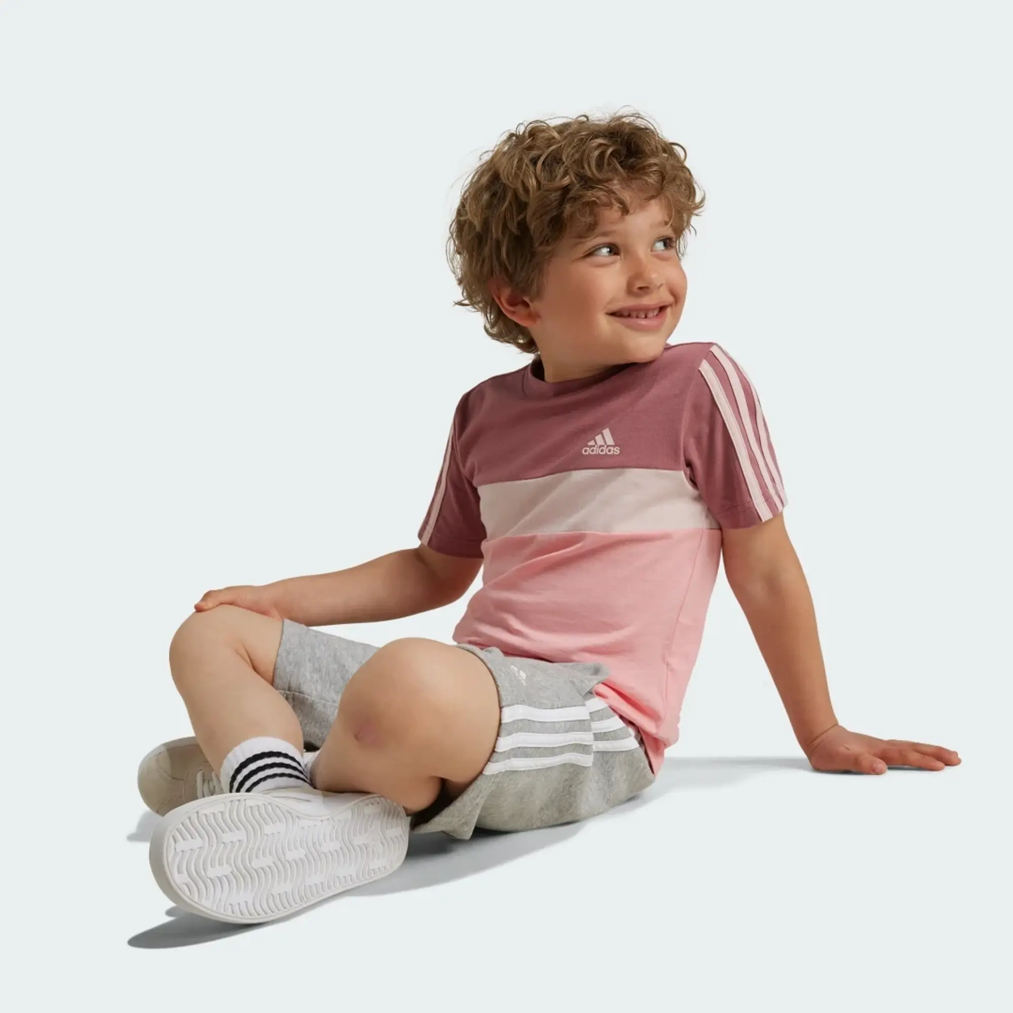 adidas  Tiberio 3-Stripes Colorblock Cotton T-Shirt  girls's Children's T shirt in Pink