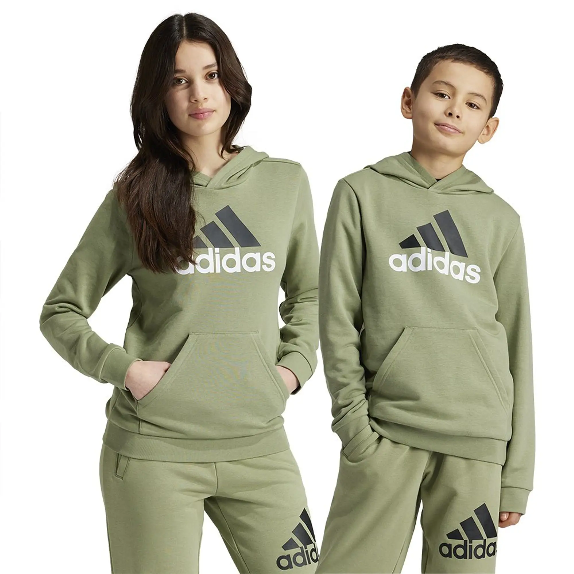 adidas  Essentials Two-Colored Big Logo Cotton Hoodie  boys's Children's sweatshirt in Green